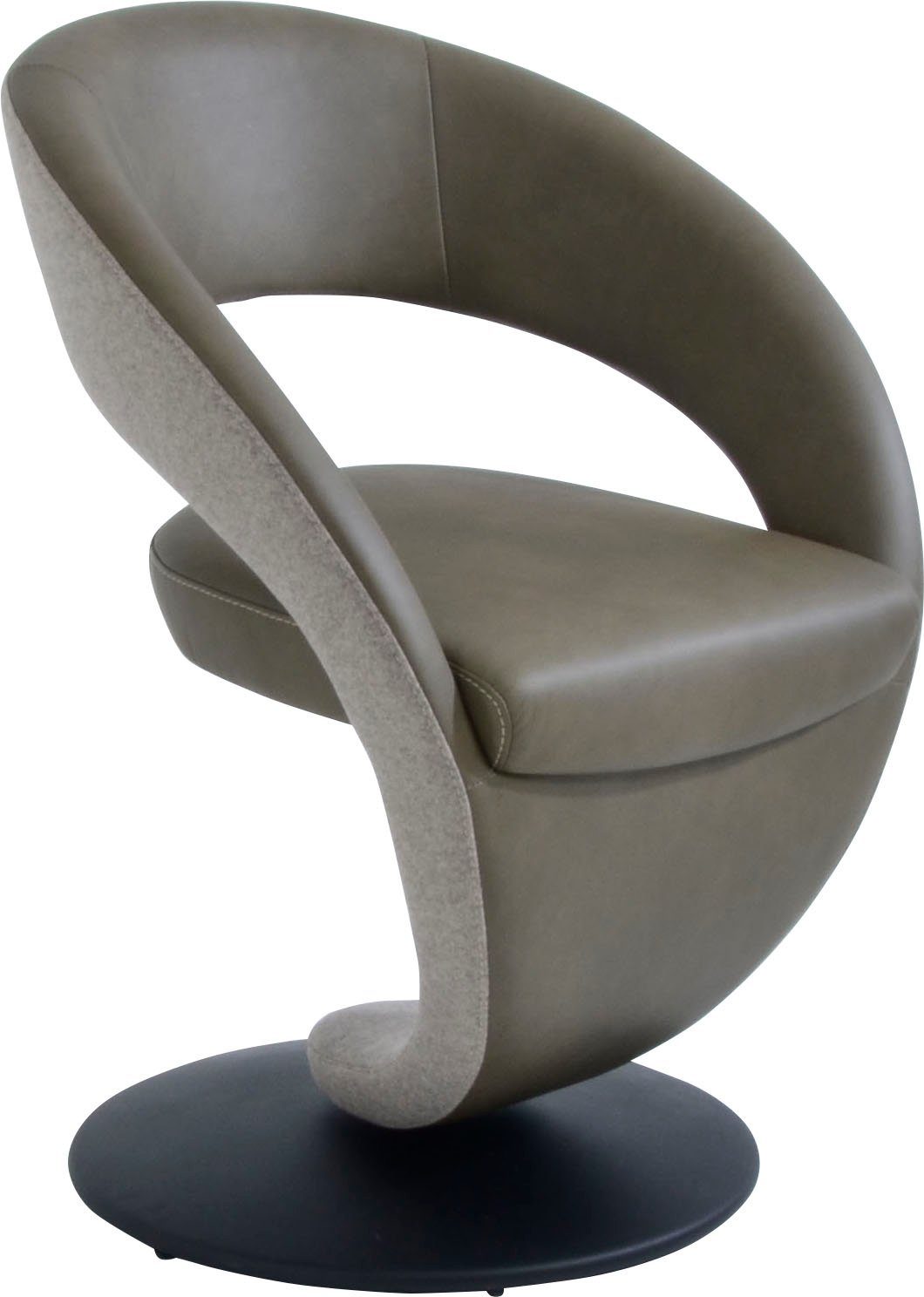 K+W Komfort & Wohnen Drehstuhl Wave, Design-Drehstuhl, Drehteller in Metall schwarz, Farbkombination