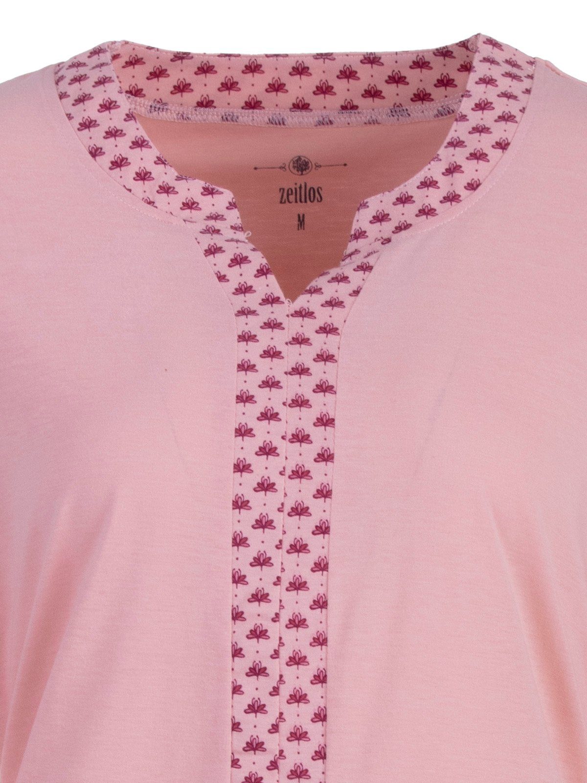 Nachthemd rosa Borte Nachthemd zeitlos Blumen - Langarm