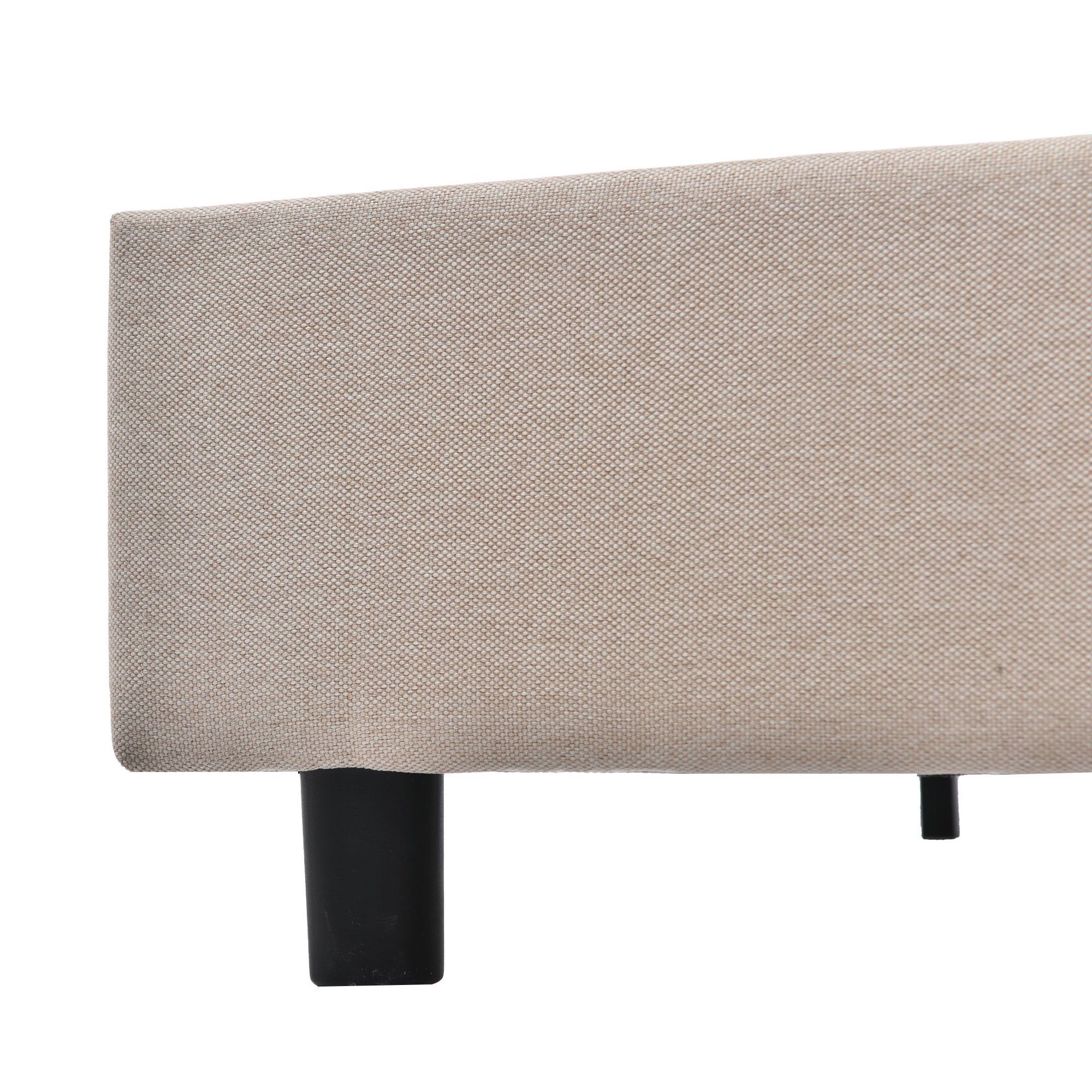 Polsterbett (Doppelbett), mit Lattenrost, gepolsterter Kopfteil, Leinen, 140x200