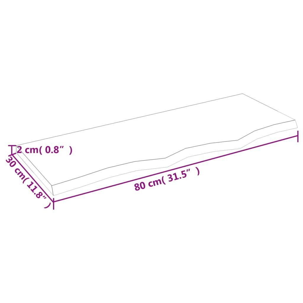 Massivholz Eiche furnicato cm Hellbraun Behandelt 80x30x2 Wandregal