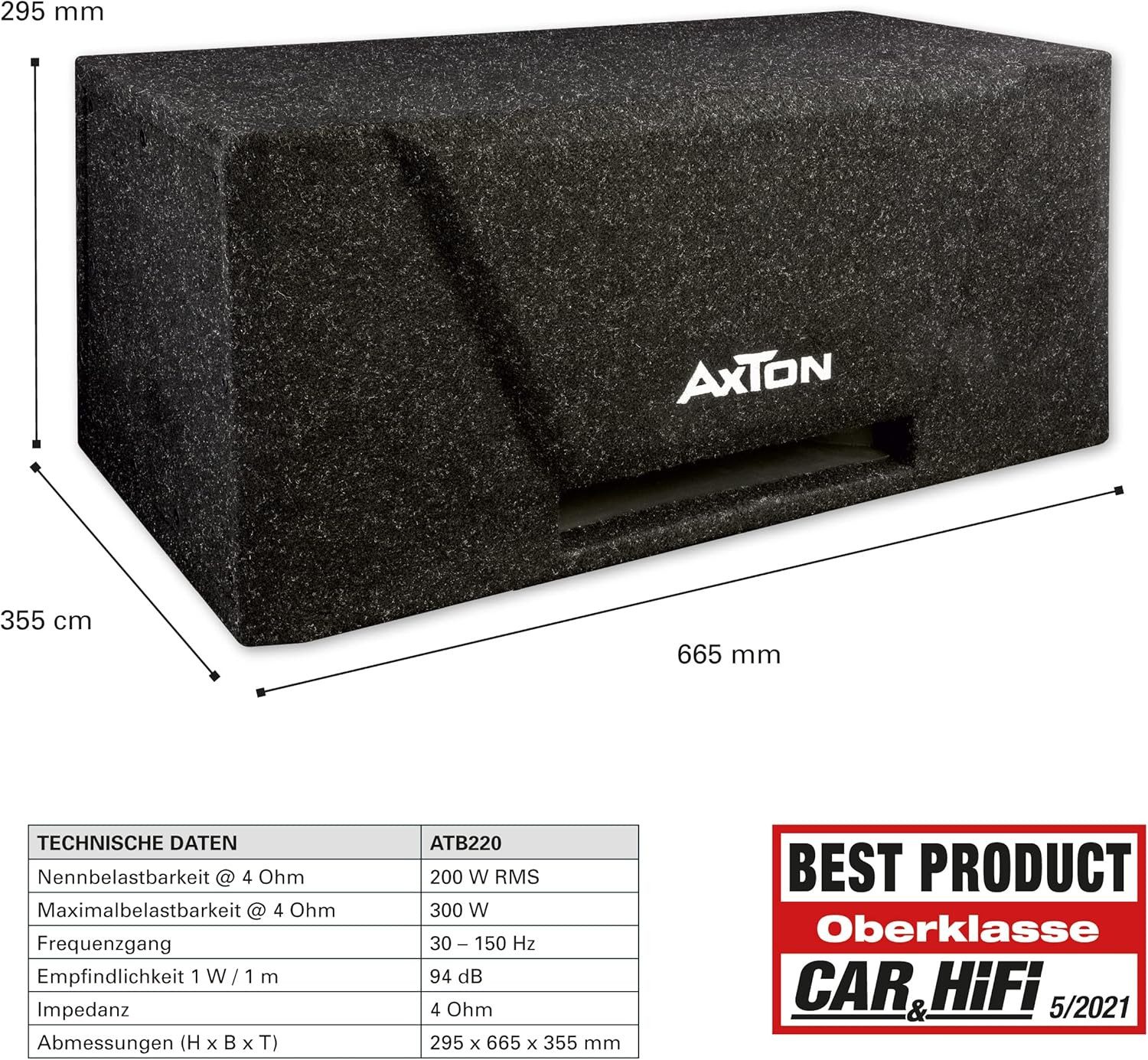 Axton Axton ATB220 Bandpasssubwoofer Auto-Subwoofer