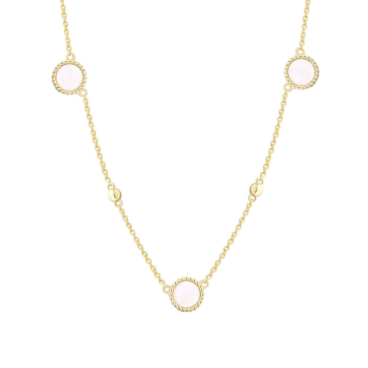 XENOX Kette ohne Anhänger Halskette Damen Orbit Perlmutt Silber 18k Vergoldet XS91977G