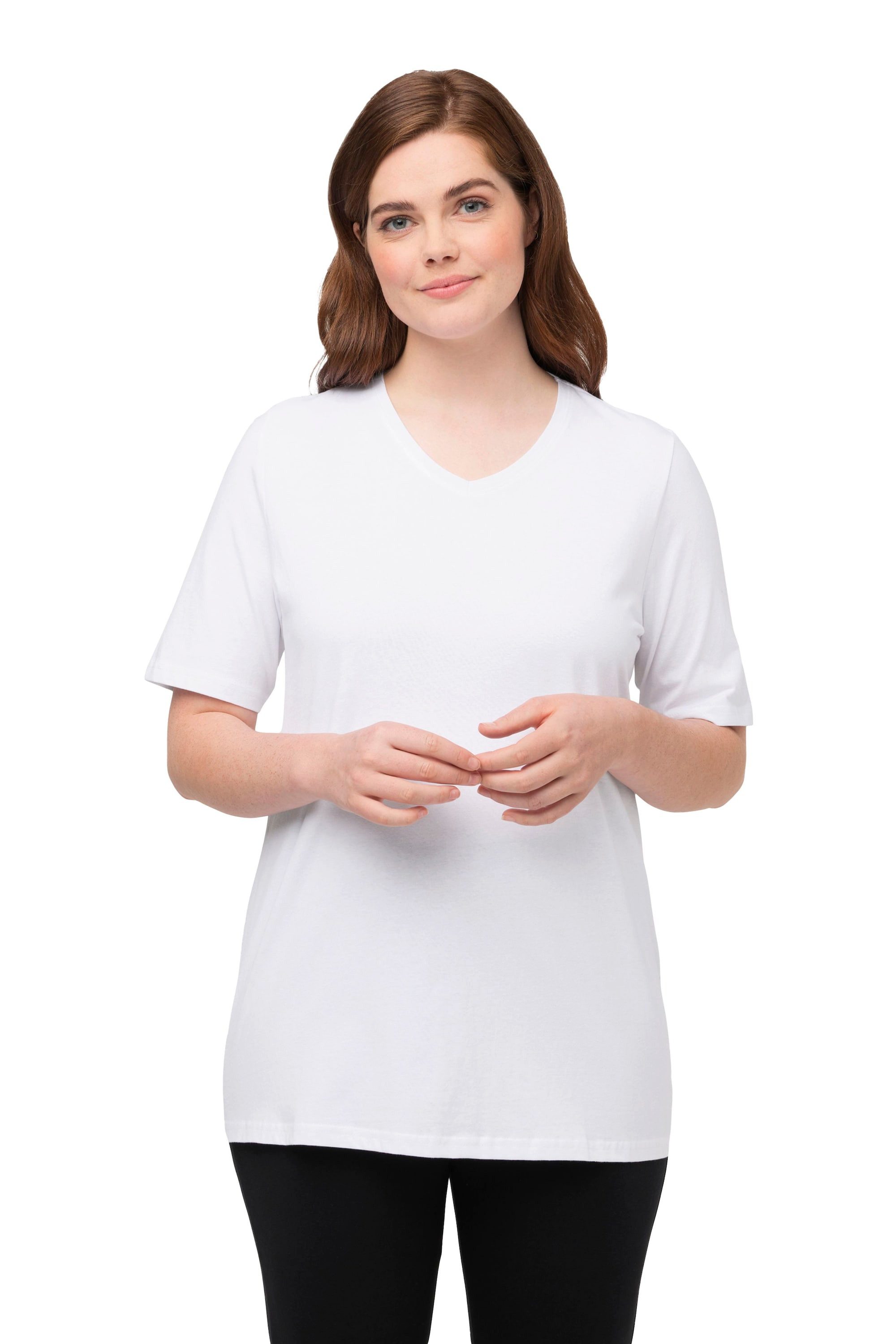 Ulla Popken T-Shirt T-Shirts 2er-Pack V-Ausschnitt Halbarm (2-tlg) günstig online kaufen