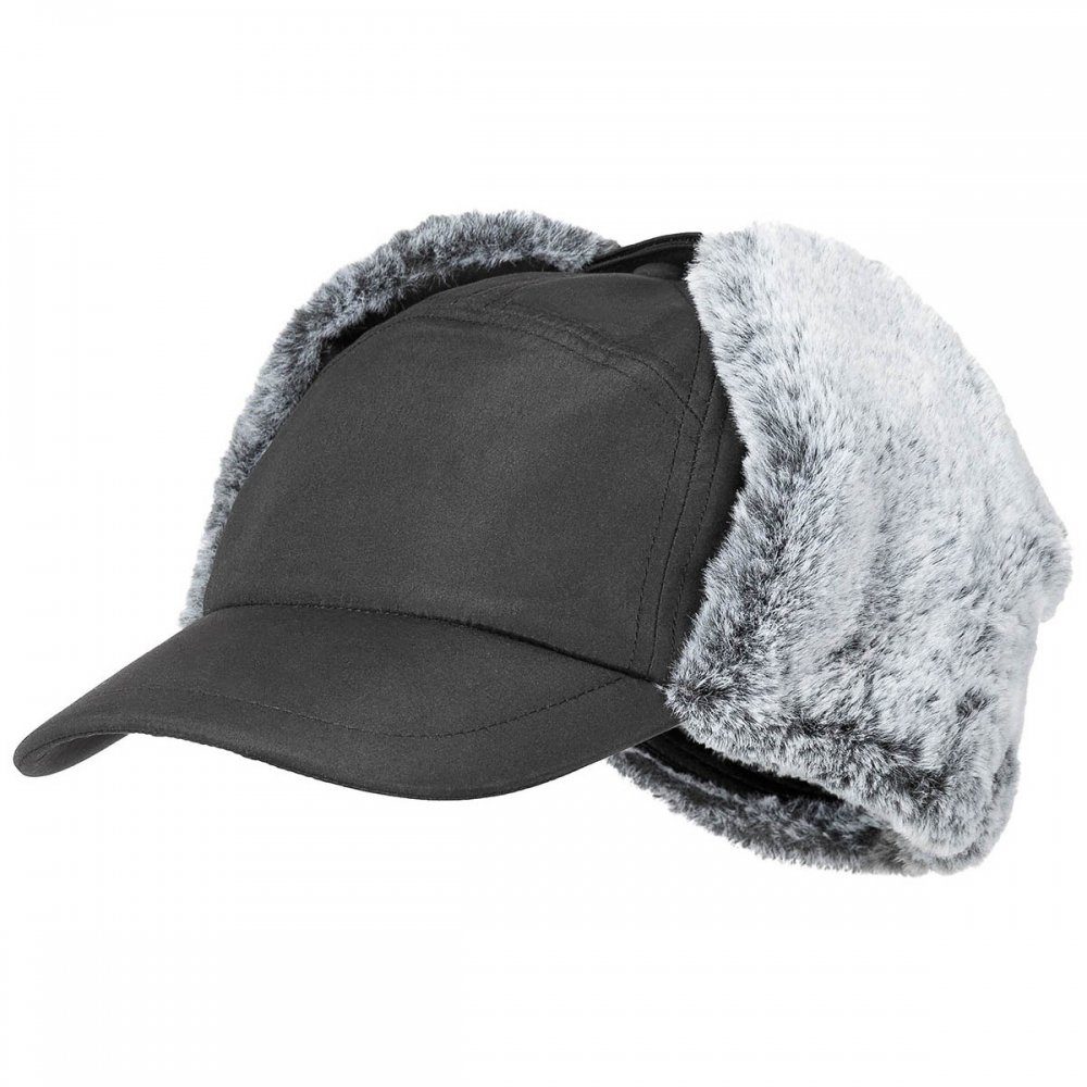 FoxOutdoor Fleecemütze Winter Cap, Trapper, schwarz (Packung) innen Fleece