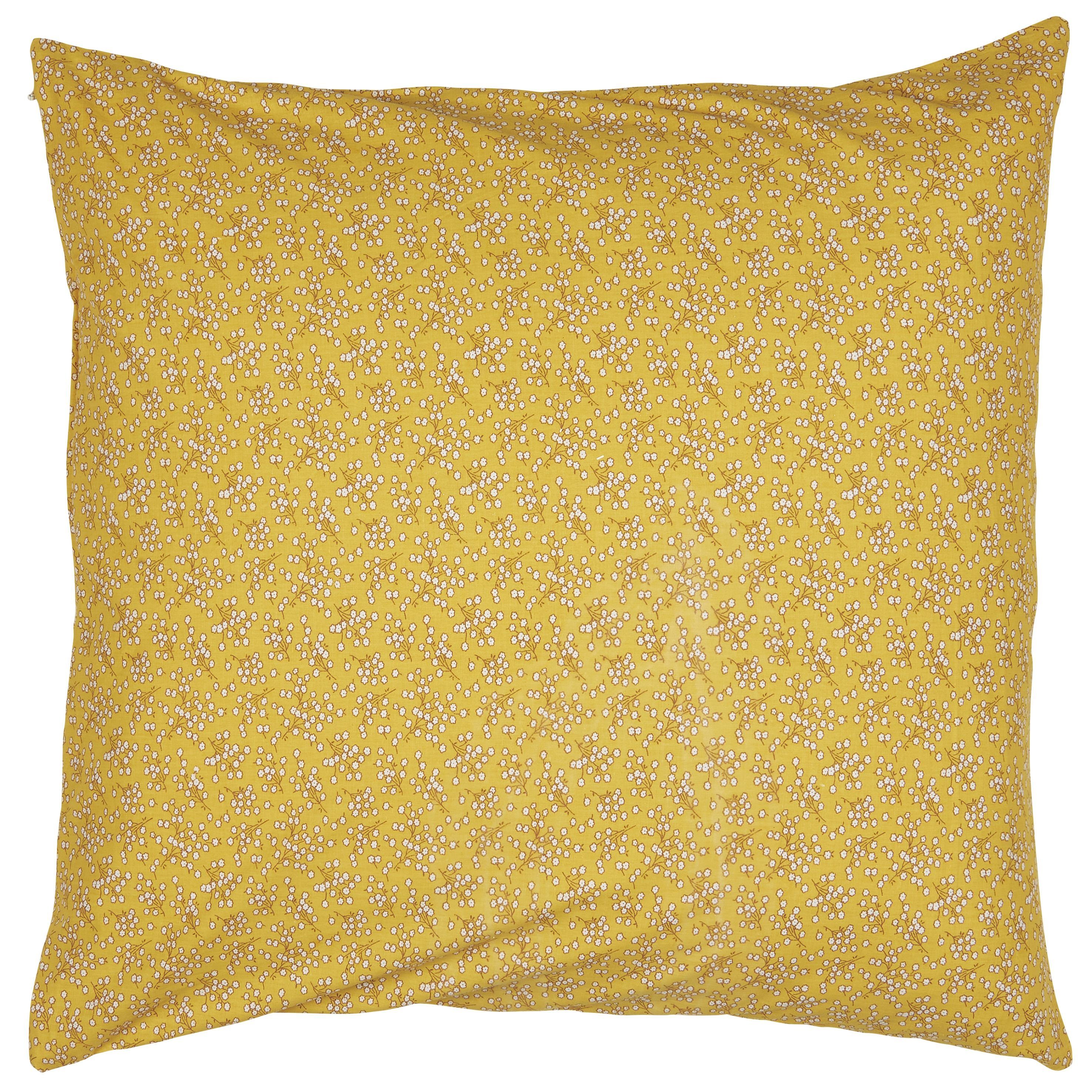 Federkissen Kissenbezug Kissenhülle Baumwolle Blumenmuster Gelb Weiß 50x50cm, Ib Laursen