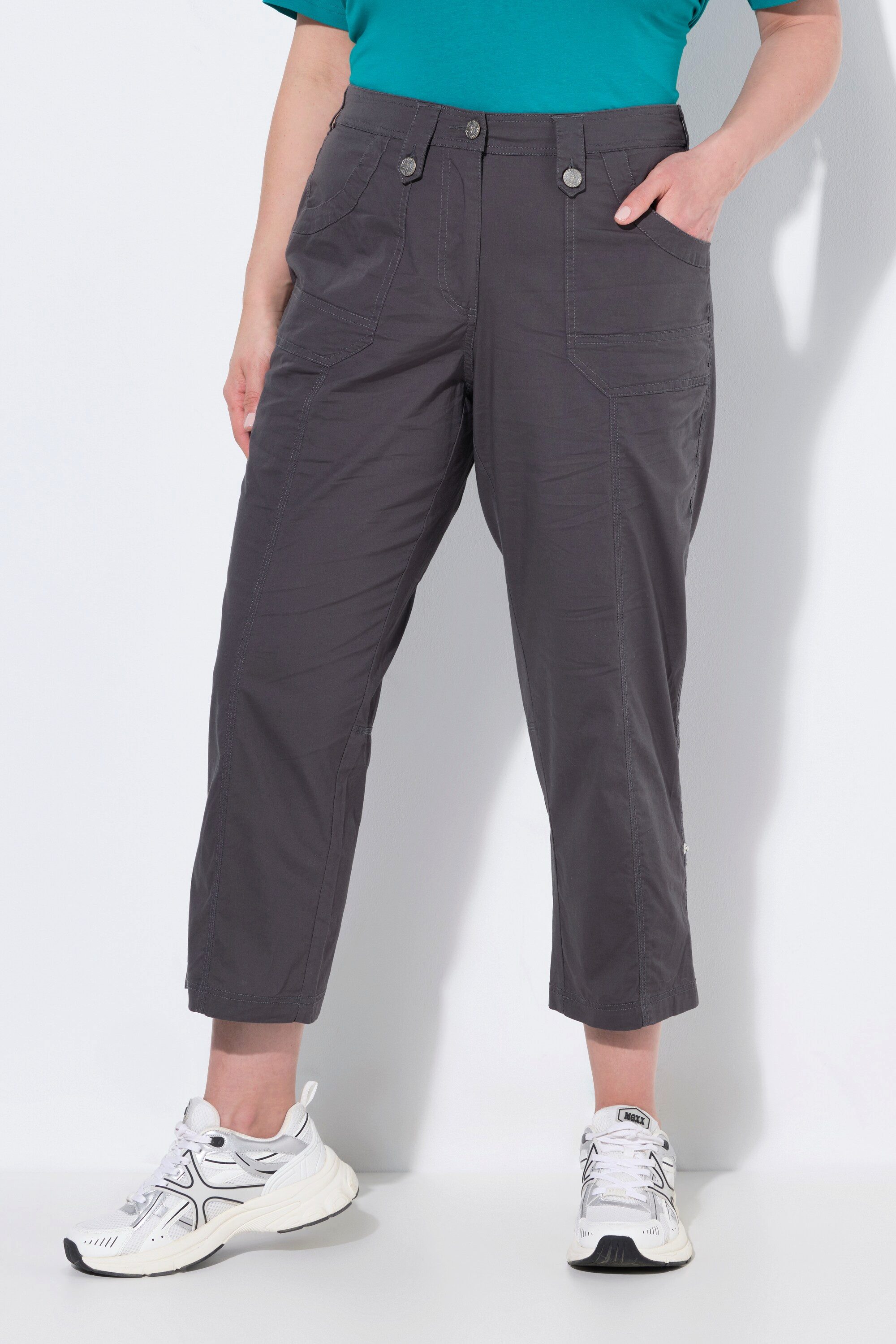 Ulla Popken Funktionshose 7/8-Cargohose Krempelriegel Komfortbund günstig online kaufen