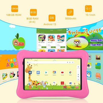 AWOW Kinder Mit 8GB(4+4 Expand) RAM Tablet (10.1", 128 GB, Android 13, Funtab Tablet Kinder Kindersicher KIDOZ APP&Google Play Vorinstalliert)