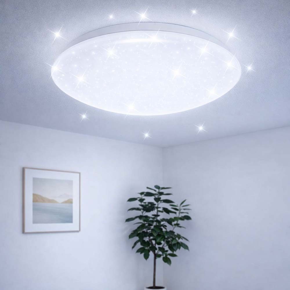V-TAC LED Deckenleuchte, LED-Leuchtmittel fest verbaut, Tageslichtweiß, LED Deckenlampe Schlafzimmerleuchte 6500K Sternenhimmel Deckenlampe