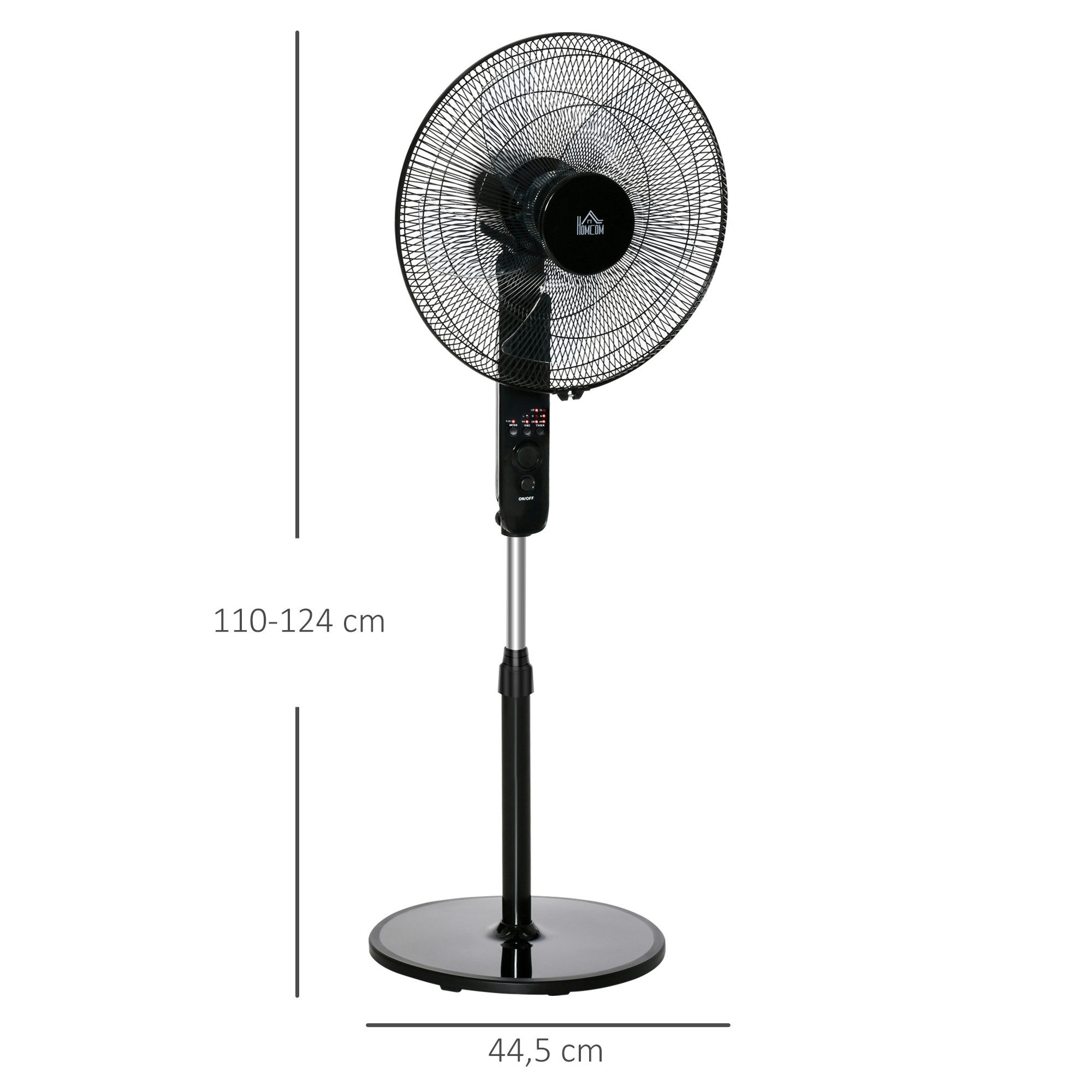 HOMCOM Standventilator mit Fernbedienung, 44.5 cm Durchmesser, für Wohnzimmer