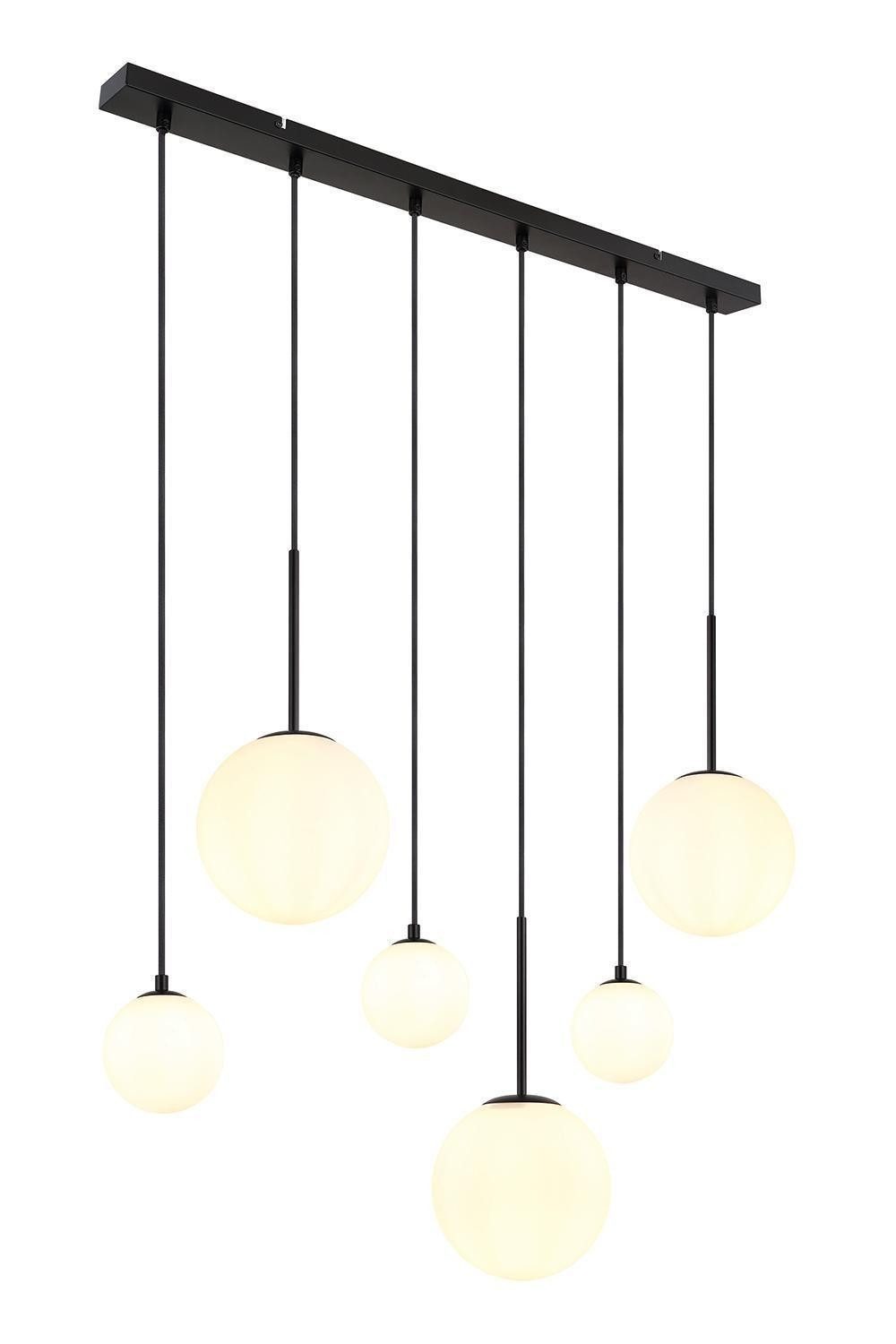 GLOBO LIGHTING Pendelleuchte HALLIE, Schwarz, Weiß, Metall, Opalglas, wechselbar, 9 Watt, für 3 x E27- und 3 x G9-Leuchtmittel, B 91 x H 117 x T 20 cm