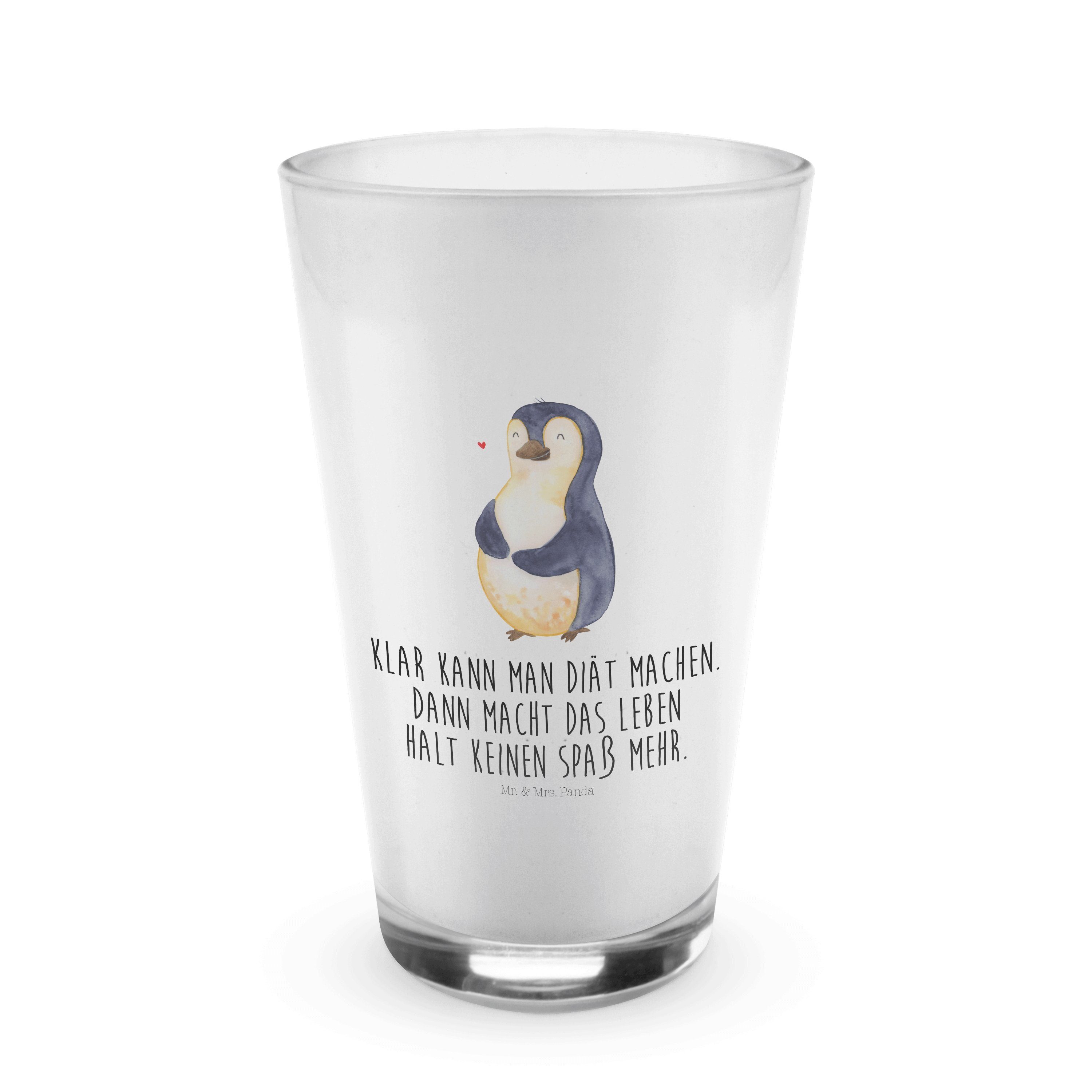 Mr. & Mrs. Panda Glas Pinguin Diät - Transparent - Geschenk, Cappuccino Glas, Latte Macchia, Premium Glas