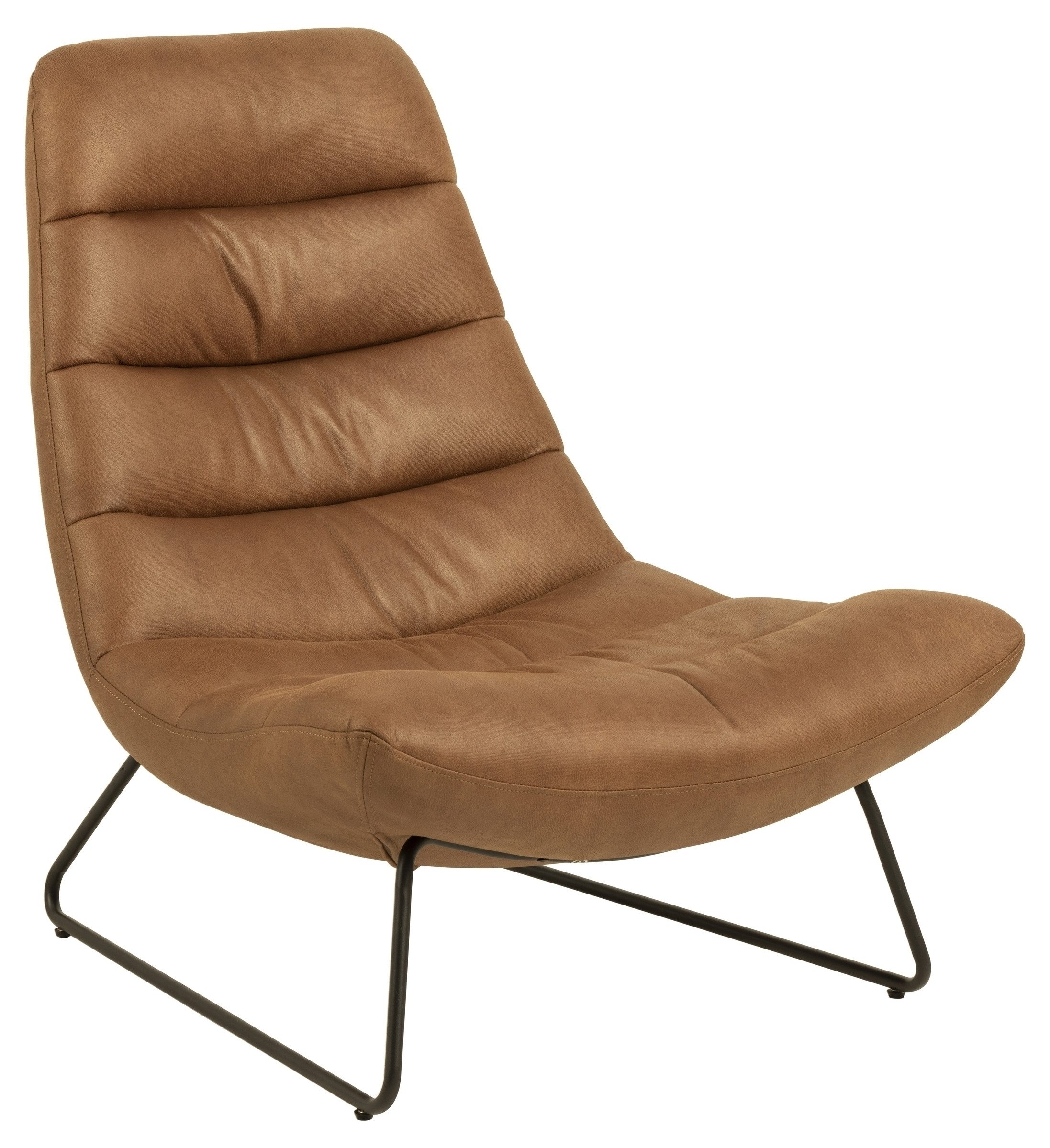 Loungesessel in cognac, Stoff, Stahl - 82,5x97x93cm (BxHxT)