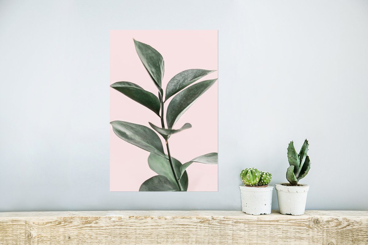 (1 Wandbild, - Pflanzen Rosa, Poster, - Ohne MuchoWow Poster Natur - St), für Wandposter Grün Wohnzimmer, Rahmen