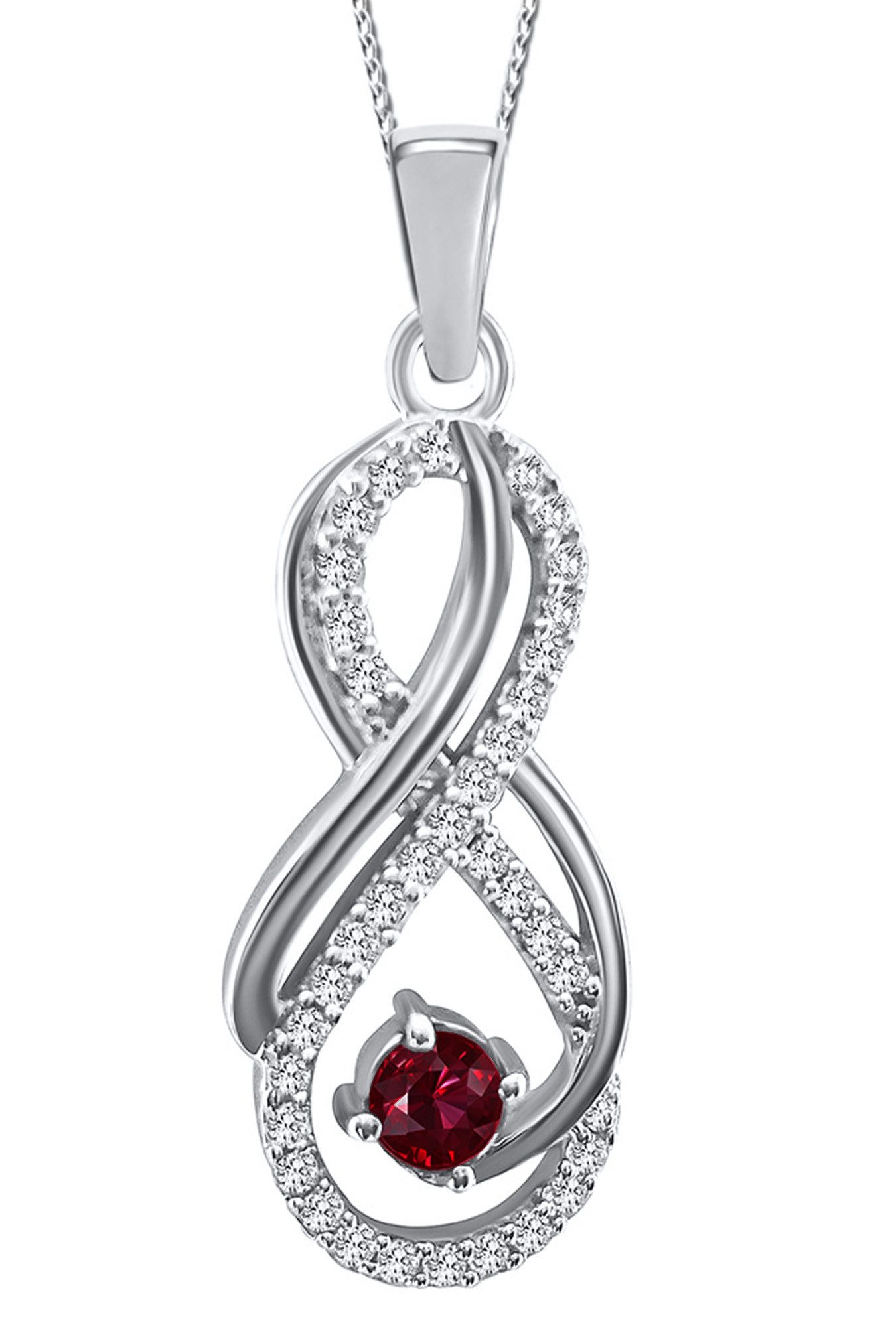 Kette mit Anhänger echter Edelstein Rubin 925 Silber rot pink Frauenkette Damenkette
