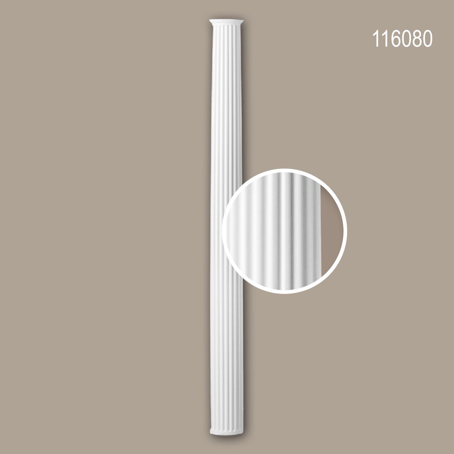 Profhome Wanddekoobjekt 116080 (Halbsäulen Schaft, 1 St., Säule, Zierelement, Stucksäule, Dekosäule), weiß, vorgrundiert, Stil: Neo-Klassizismus