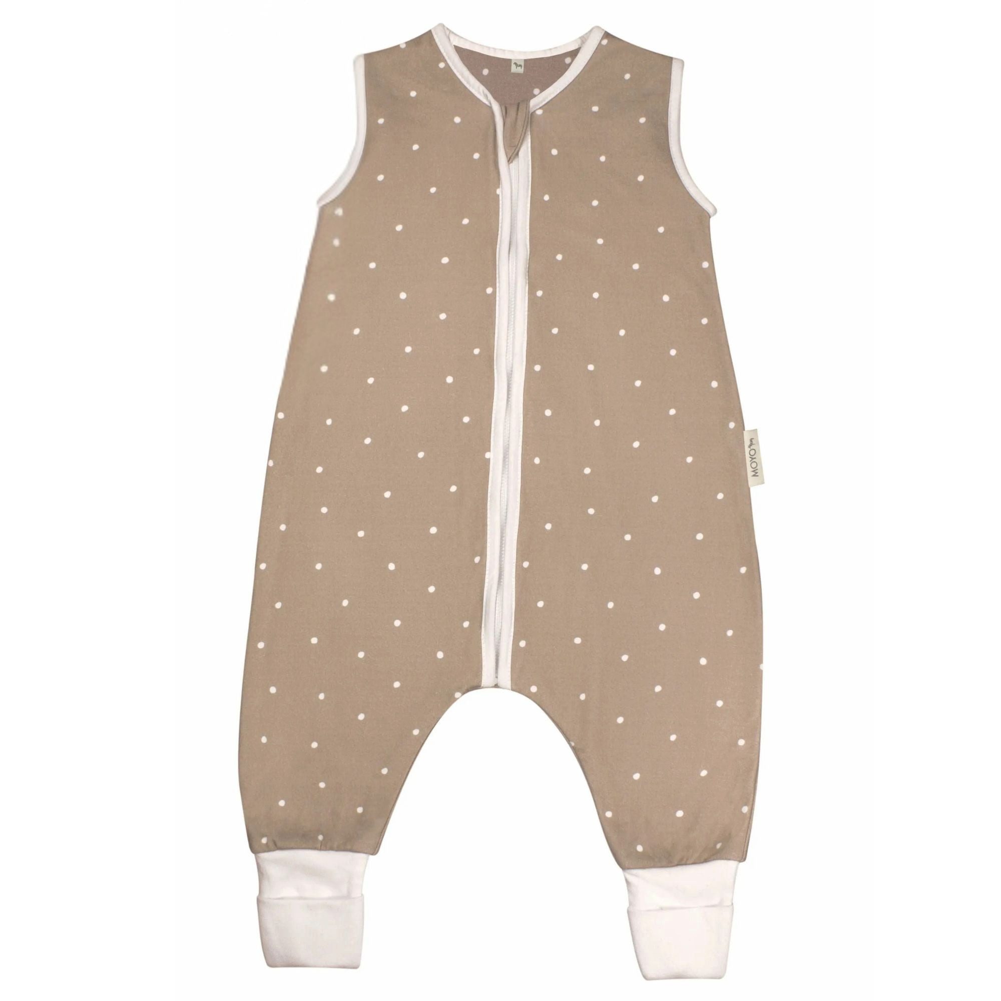 Moyo Babyschlafsack Sommer-Schlafsack mit Füßen Zarter Tupfen Taupe – Gr. 70, Schlafsack mit Füßen für Bewegungsfreiheit