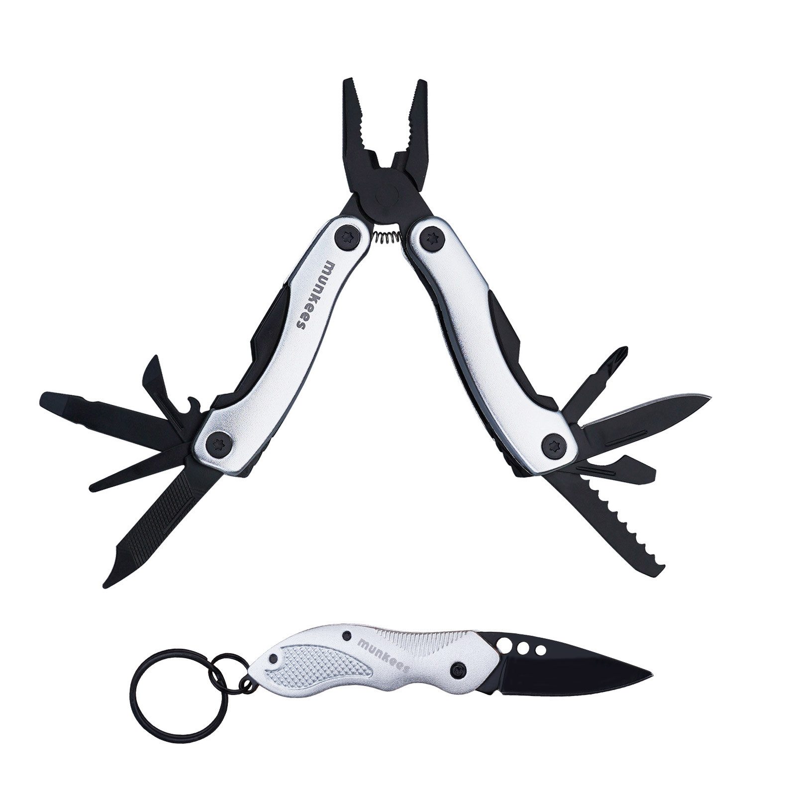 Munkees Multitool Multi Duo Silver – Edelstahl, 9-in-1 Werkzeug, (Werkzeug-Set, 2 St., Vorteilset), 2-in-1 Set, ultrakompakt
