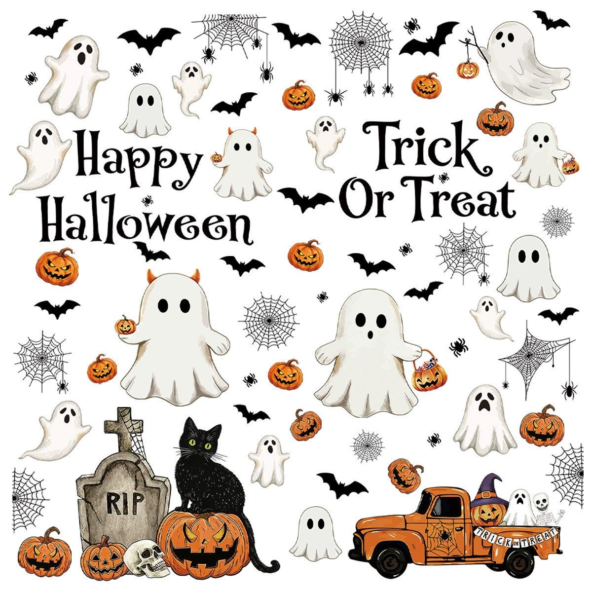 Bomiclss Fensterbild Halloween Fensteraufkleber,wiederverwendbar, Geister-Fensterdeko, Halloween-Dekoration für Innenräume und Zimmer,für Büro und Partys – Bild 5 von 5