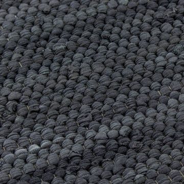 Teppich Flachweb-Baumwollteppich Amrum uni, TaraCarpet, rechteckig, Höhe: 5 mm, Flickenteppich anthr. Fleckerl Wohnzimmer Schlafzimmer Küche 040x060