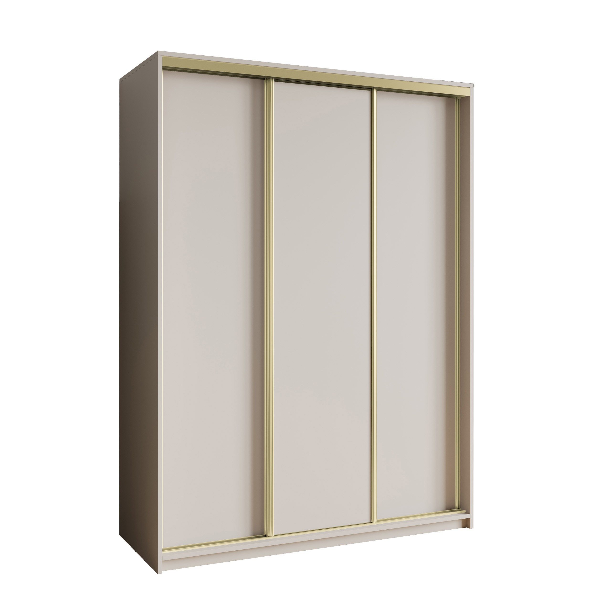 Masseno Schwebetürenschrank NISSE 150 cm Kleiderschrank 3 Türen und 4 Schubladen Kaschmir