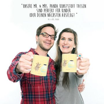 Mr. & Mrs. Panda Kinderbecher Maus Sterne - Gelb Pastell - Geschenk, Kinder Tasse, Bruchfeste Tasse, Kunststoff, Kindergeschichten Motive