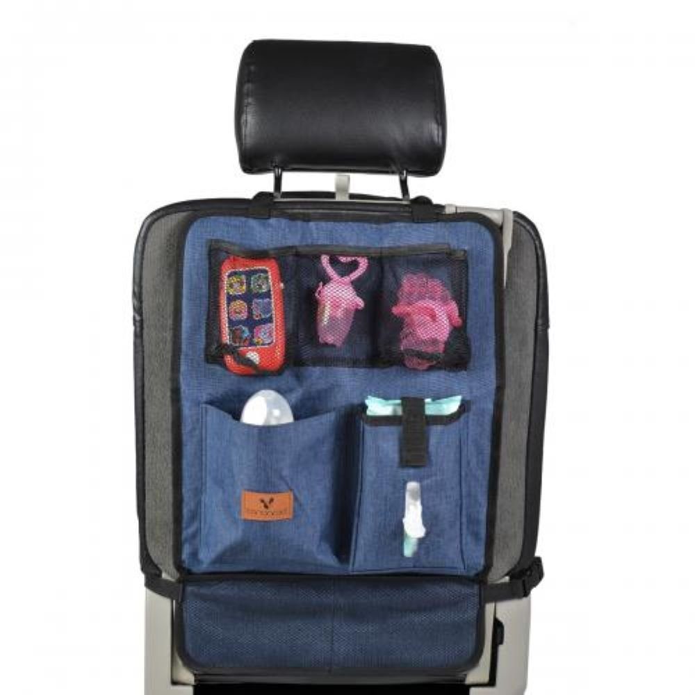 Cangaroo Auto-Rückenlehnentasche Organizer für blau Rückenlehnenschutz (1-tlg), Organizer mit mit Taschen Auto Reise Taschen
