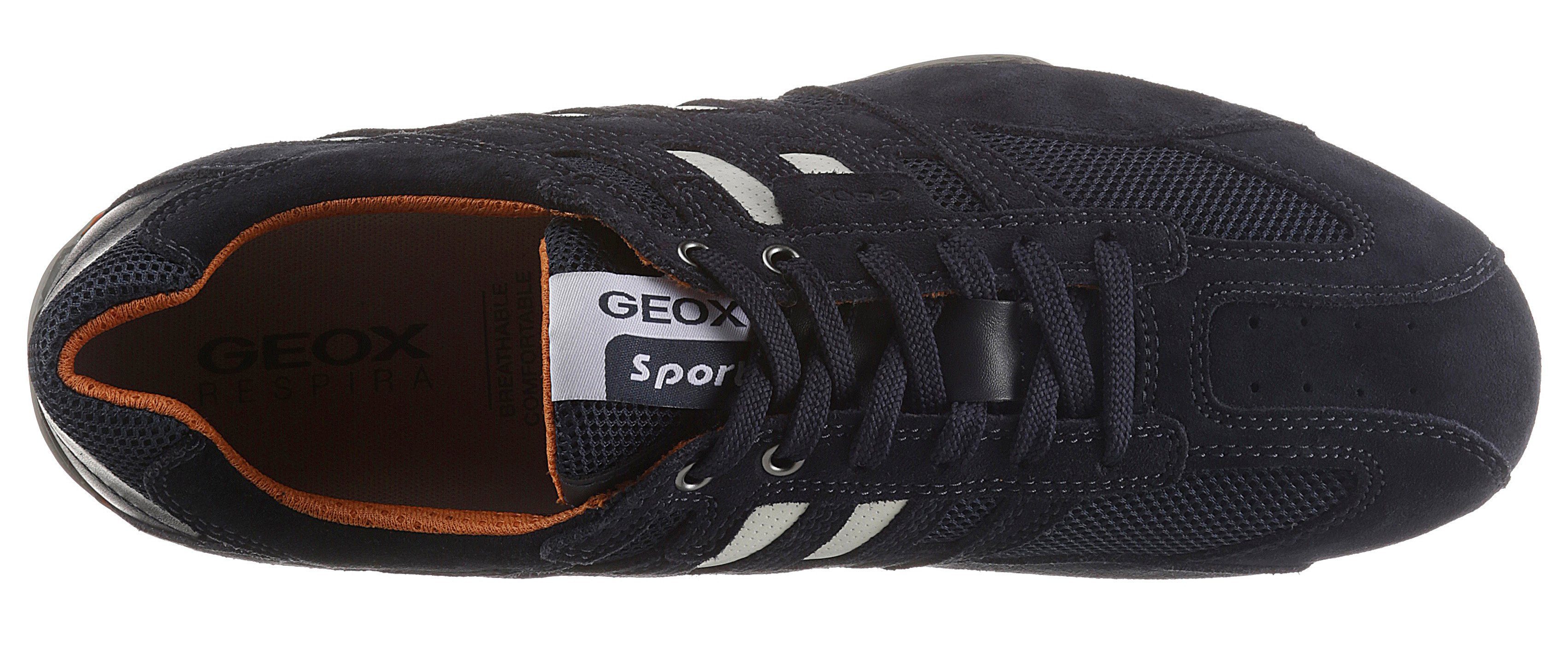 Geox Snake Sneaker im Materialmix dunkelblau mit Geox Membrane Spezial