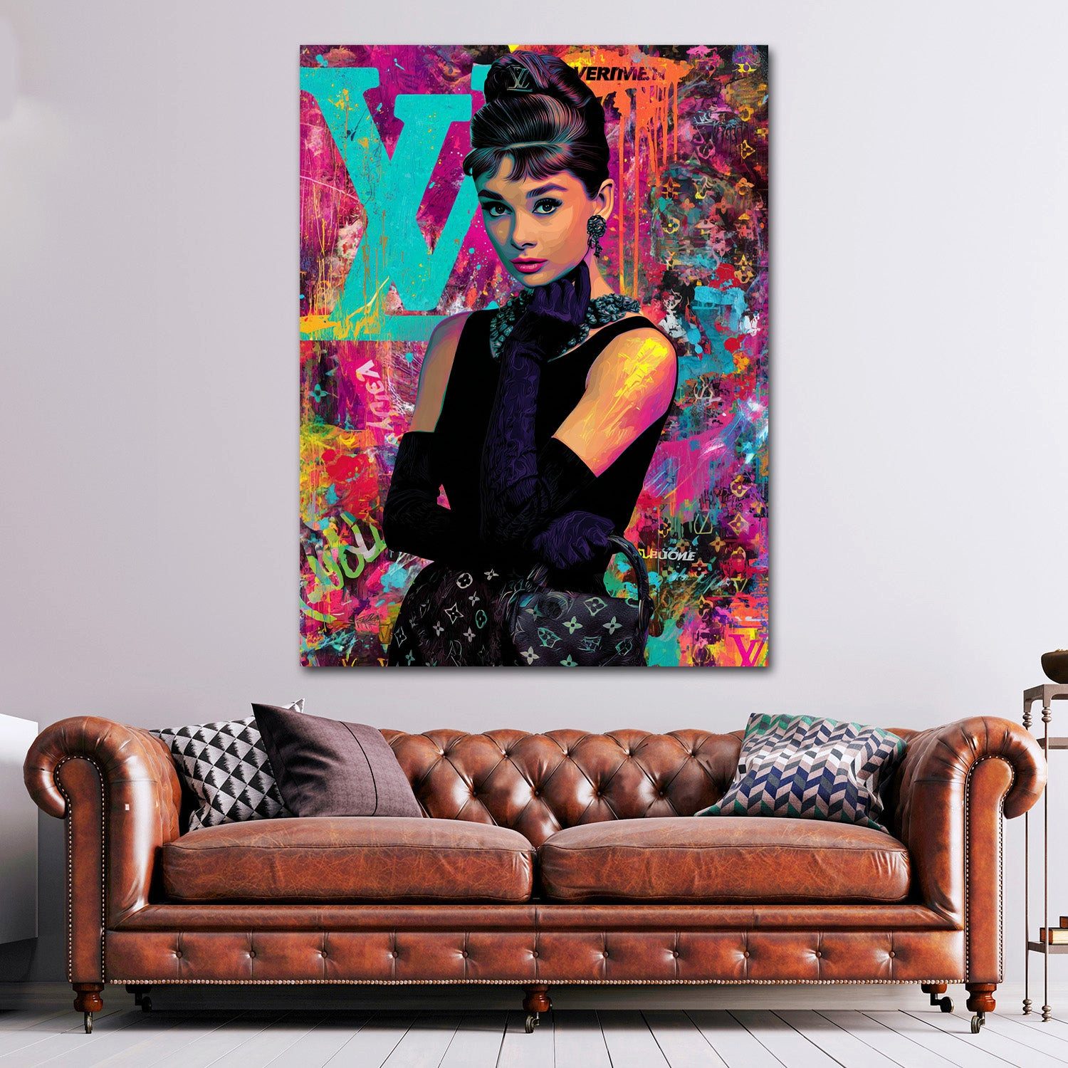 Artedinoi Leinwandbild Pop Art Audrey Porträt Luxus Leinwandbild Wandbild Kunstdruck XL Wandd, Audrey Hepburn, Porträt