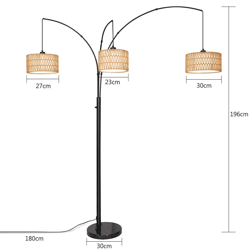 LMaxhome LED Stehlampe Boho Stehleuchte Rattan Drehknopfschalter Steh-Eckla günstig online kaufen