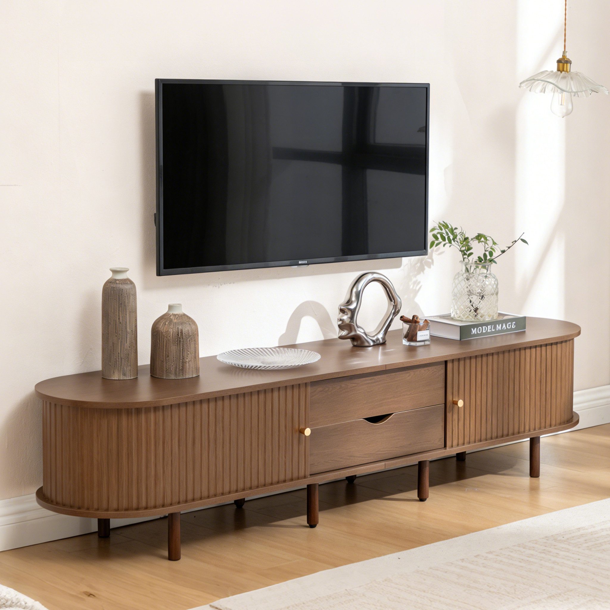 Thanaddo Lowboard TV-Schrank Fernsehschrank mit Schubladen, Multifunktionale Aufbewahrung