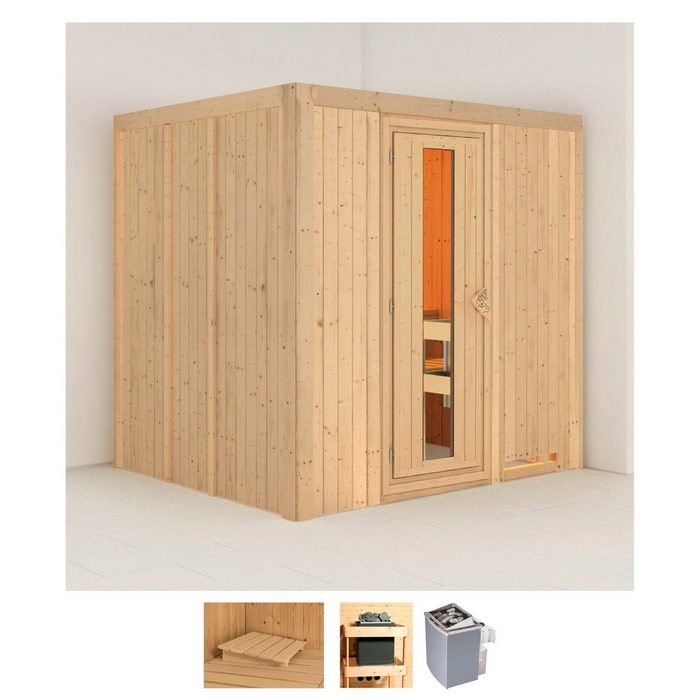 Karibu Sauna Solida BxTxH: 196 x 170 x 198 cm 68 mm (Set) 4 5-kW-Ofen mit integrierter Steuerung