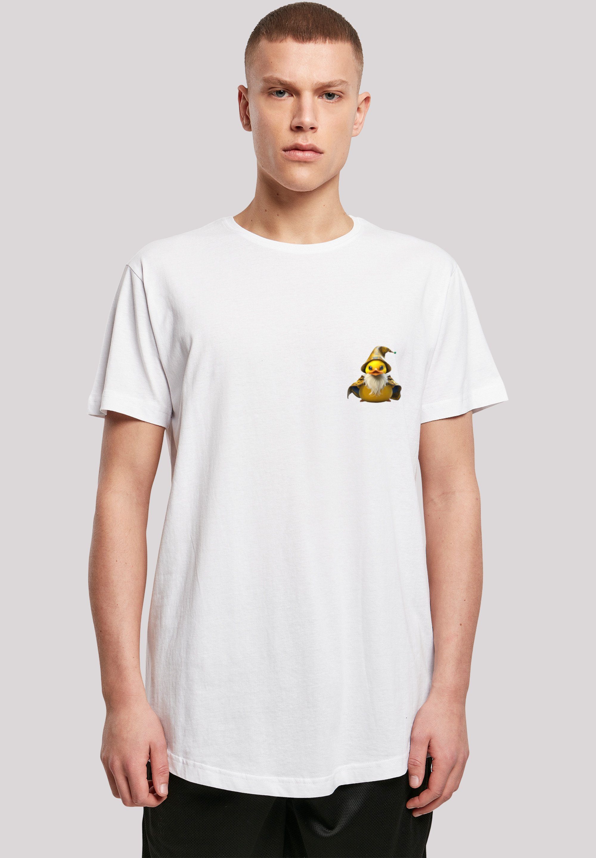 Größe F4NT4STIC T-Shirt Duck 180 ist trägt Print, cm M Wizard groß Das Rubber Long und Model