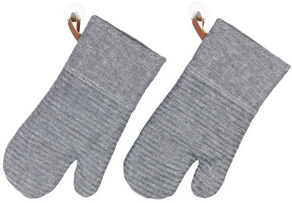 WENKO Topfhandschuhe Modell Ada Stripes, (Set, 2-tlg), Ofen- und Grillhandschuhe, extra langer Schaft, Baumwollinnenseite