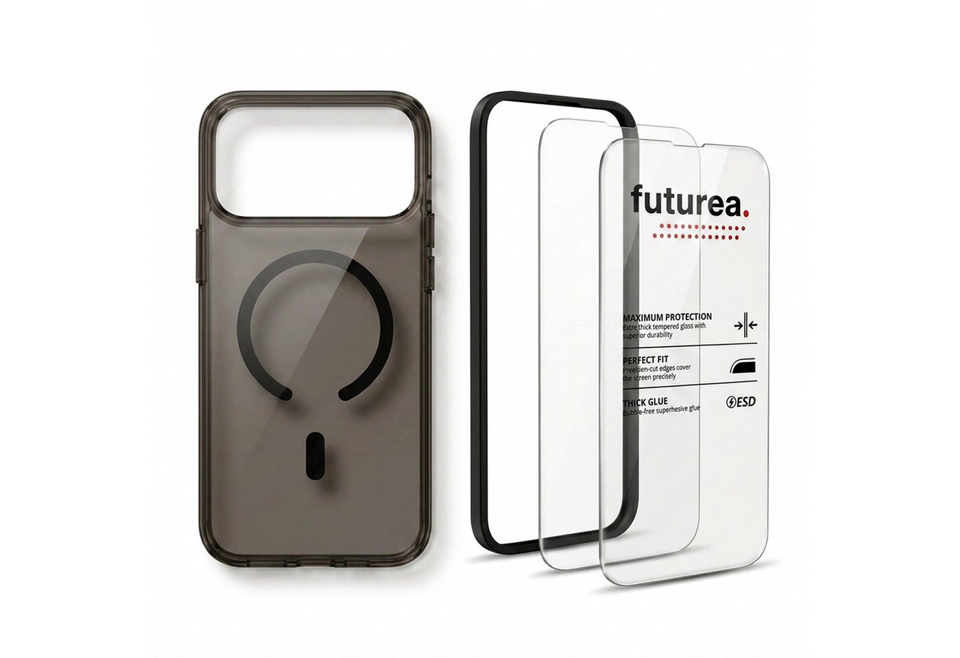 Futurea Handyhülle Hardcase Transparent MagSafe 3in1 Panzerglas iPhone 18 Pro & Pro Max 6,3" - 6,9", Premium Schutzset mit Schutzfolie 9H Härtegrad für das Apple iPhone