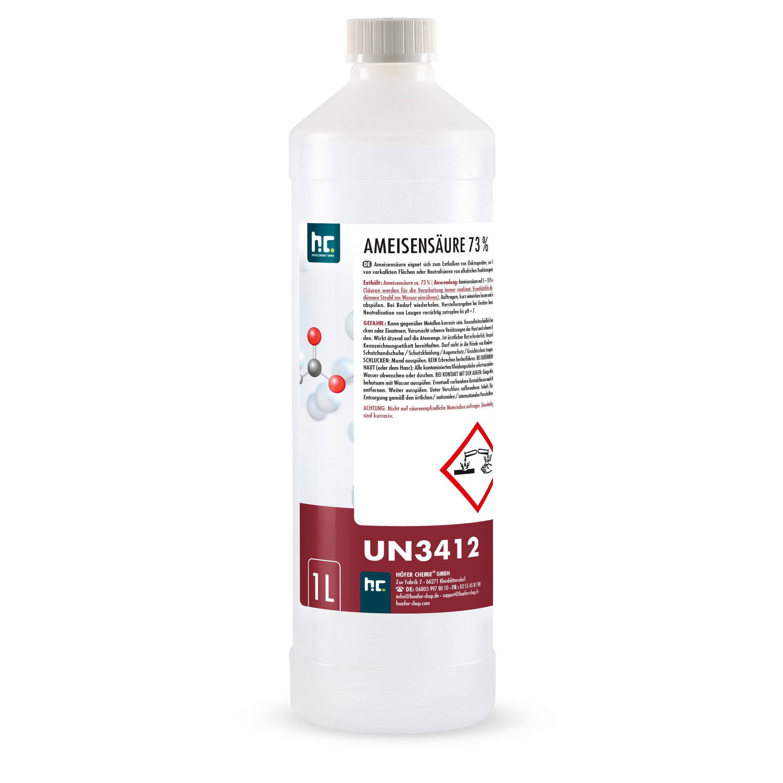Höfer Chemie GmbH 1 L Ameisensäure 73% technische Qualität Grundreiniger (Starke Wirkung für Spezialanwendungen)