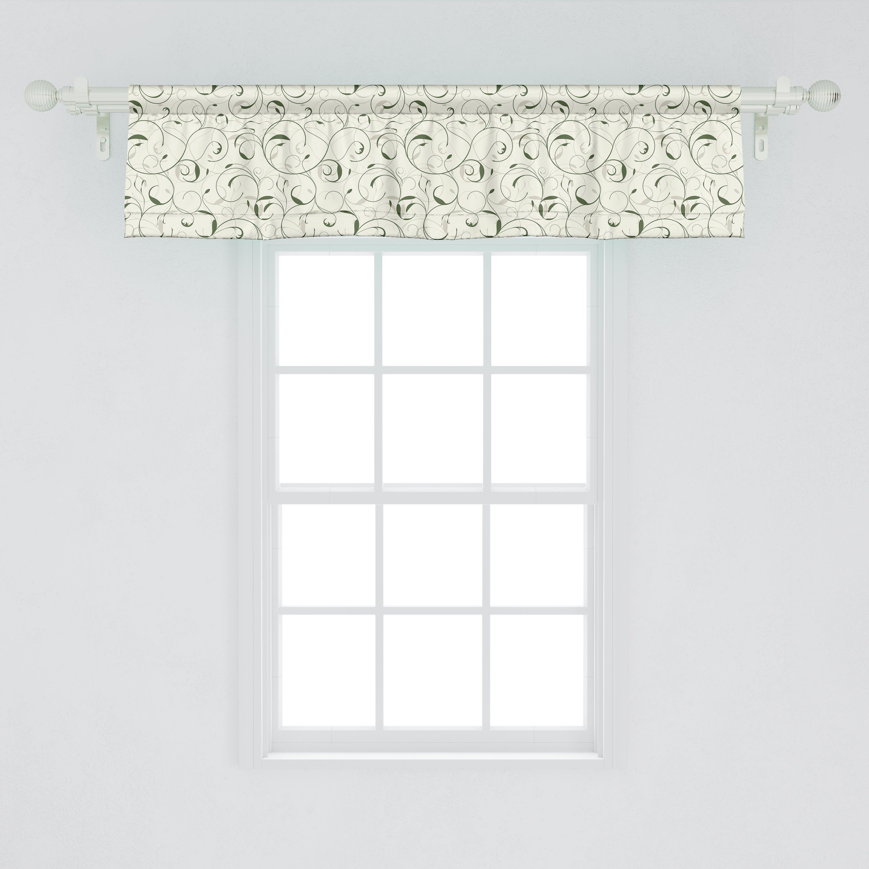Scheibengardine Vorhang Volant Stangentasche, für Kunst Schlafzimmer Wirbler Abakuhaus, mit Küche Microfaser, Leafage Blumen Dekor Branchen