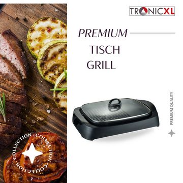 TronicXL Elektrogrill Elektro Tischgrill Grill mit Deckel elektrisch Elektrischer Tisch BBQ, 3000 W, antihaftbeschichtet, Antihaftbeschichtung