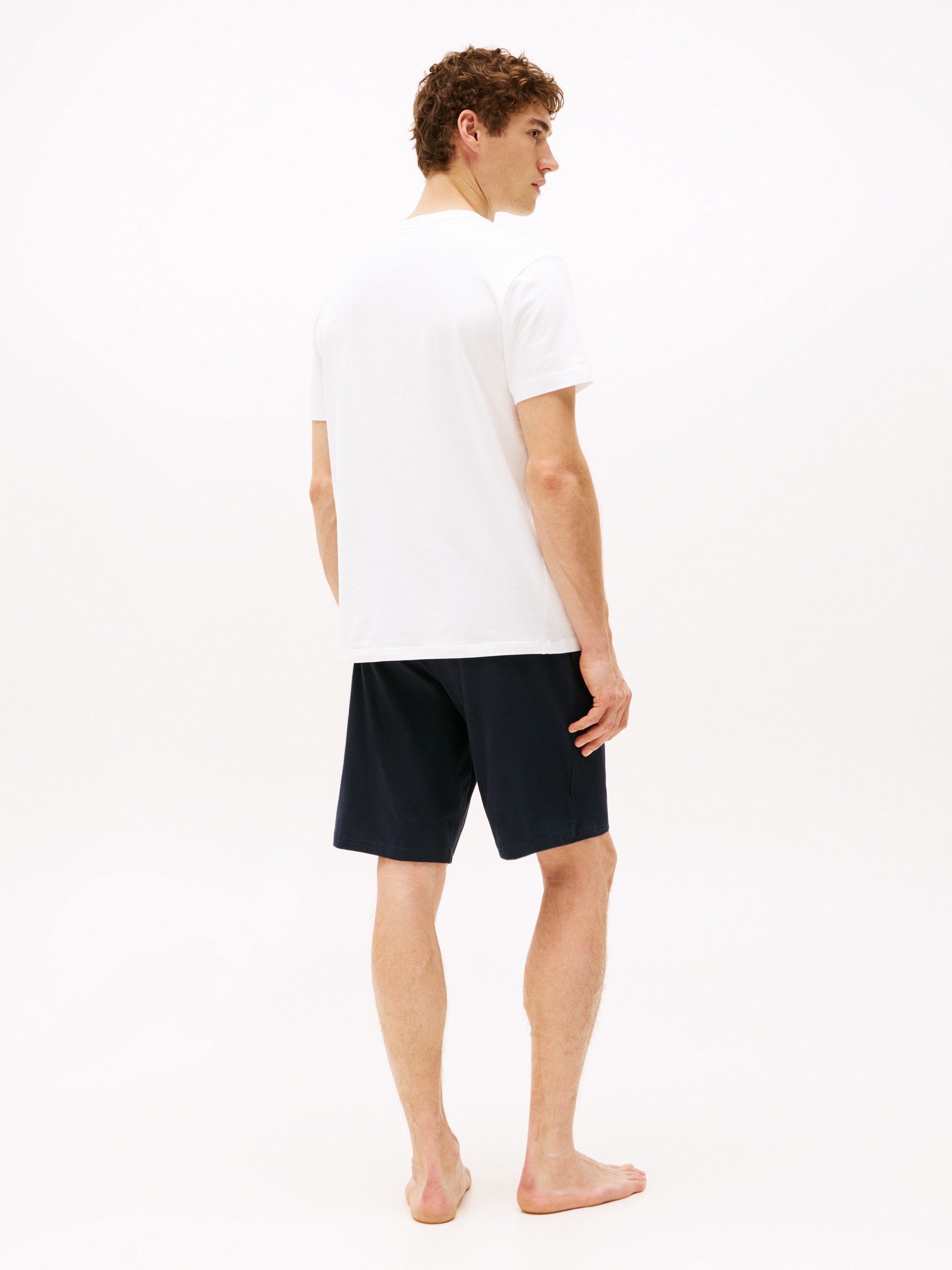 Tommy Hilfiger Underwear Pyjama CN SS SHORT JERSEY SET (Set, 2 tlg., 2er) mit Logostickereien