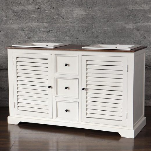 baario Waschtisch, Doppelwaschtisch »Waschtisch MALM weiss«, massiv