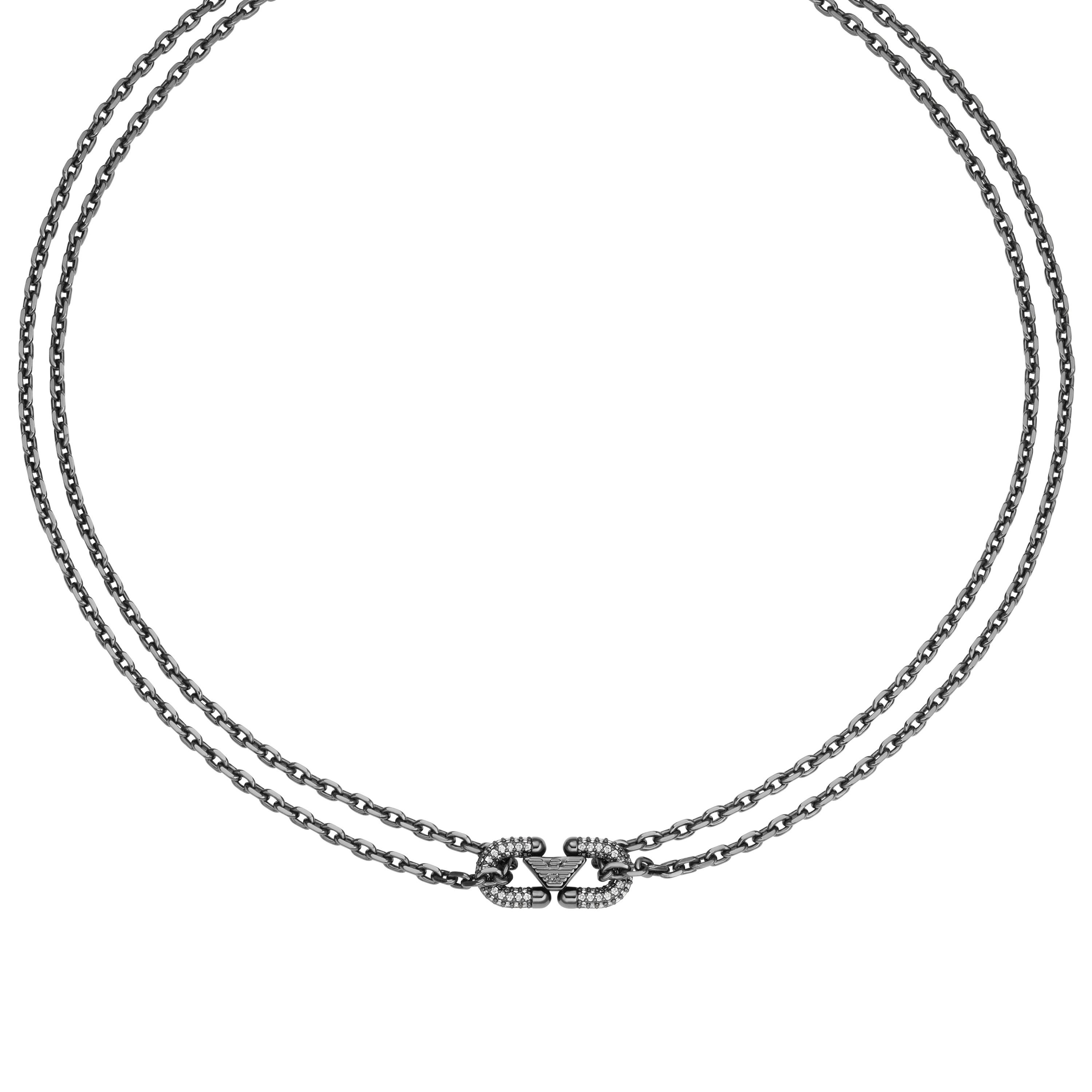 Emporio Armani Kette mit Anhänger Schmuck Geschenk Edelstahl Halsschmuck COUPLES, mit Zirkonia (synth)
