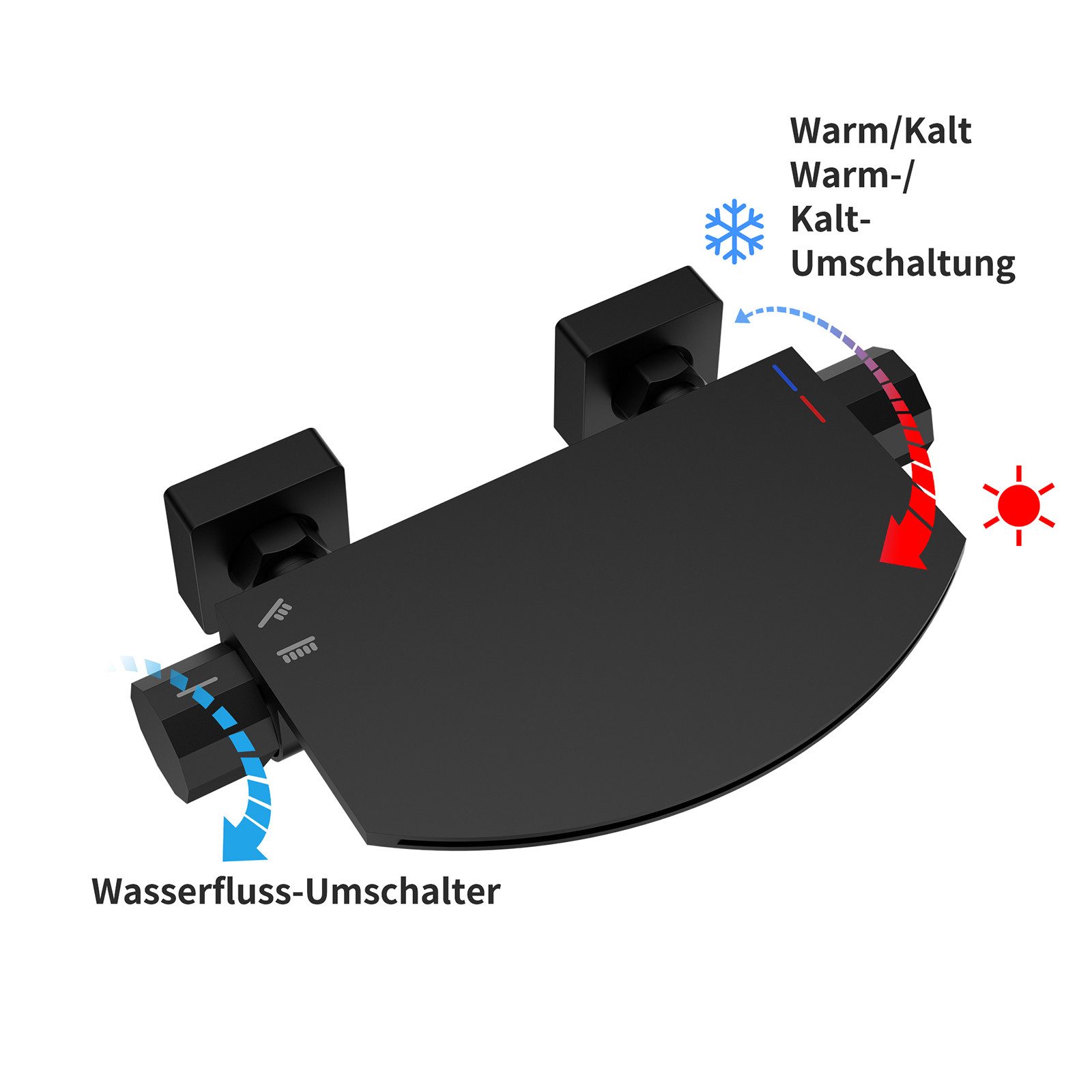 HOMELODY Brausegarnitur Badewannenarmatur Schwarz, Wasserfall Wannenarmatur günstig online kaufen