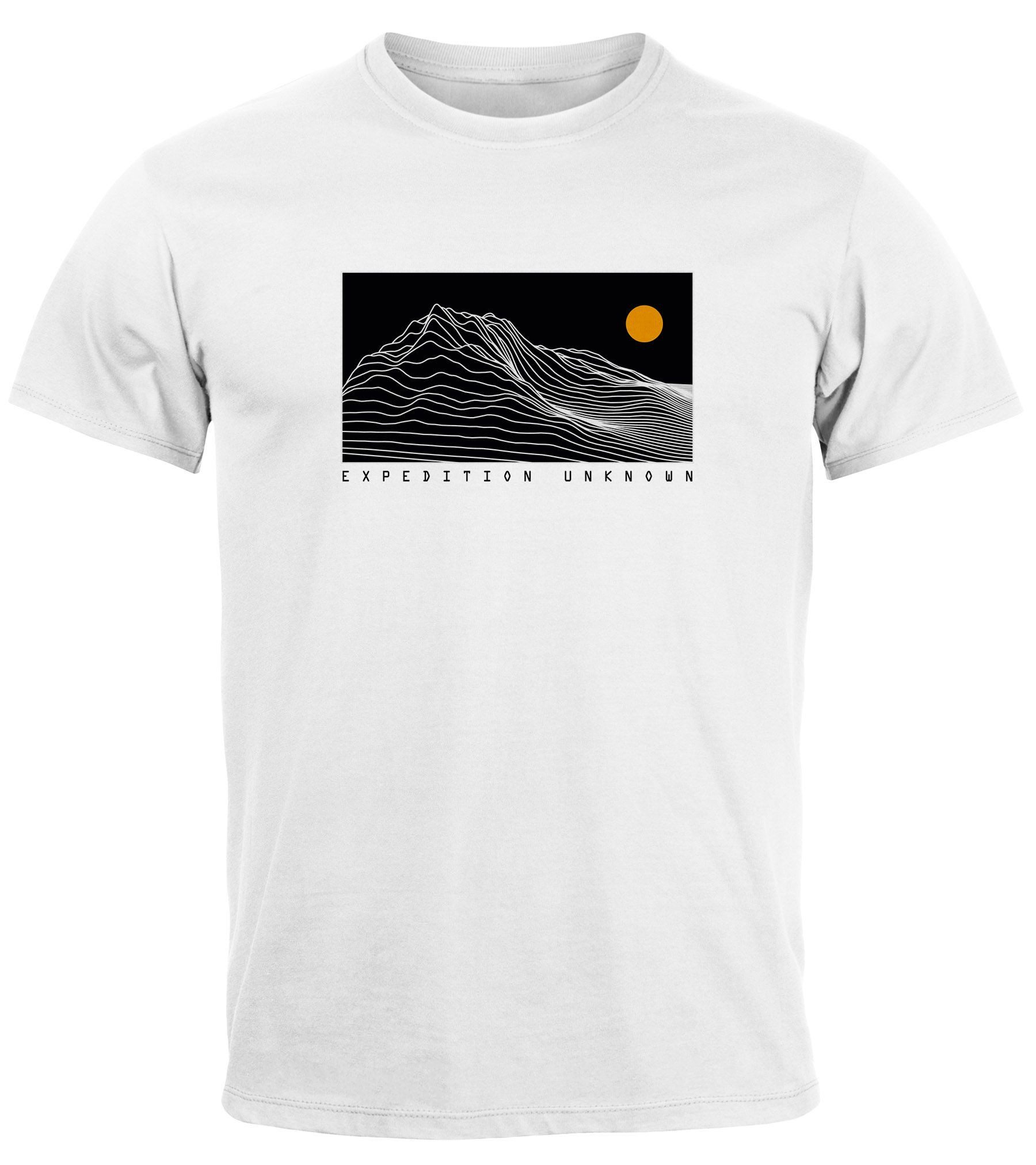 Neverless Print-Shirt Herren T-Shirt Frontprint Wandern Berge Grafik Schriftzug Outdoor mit Print