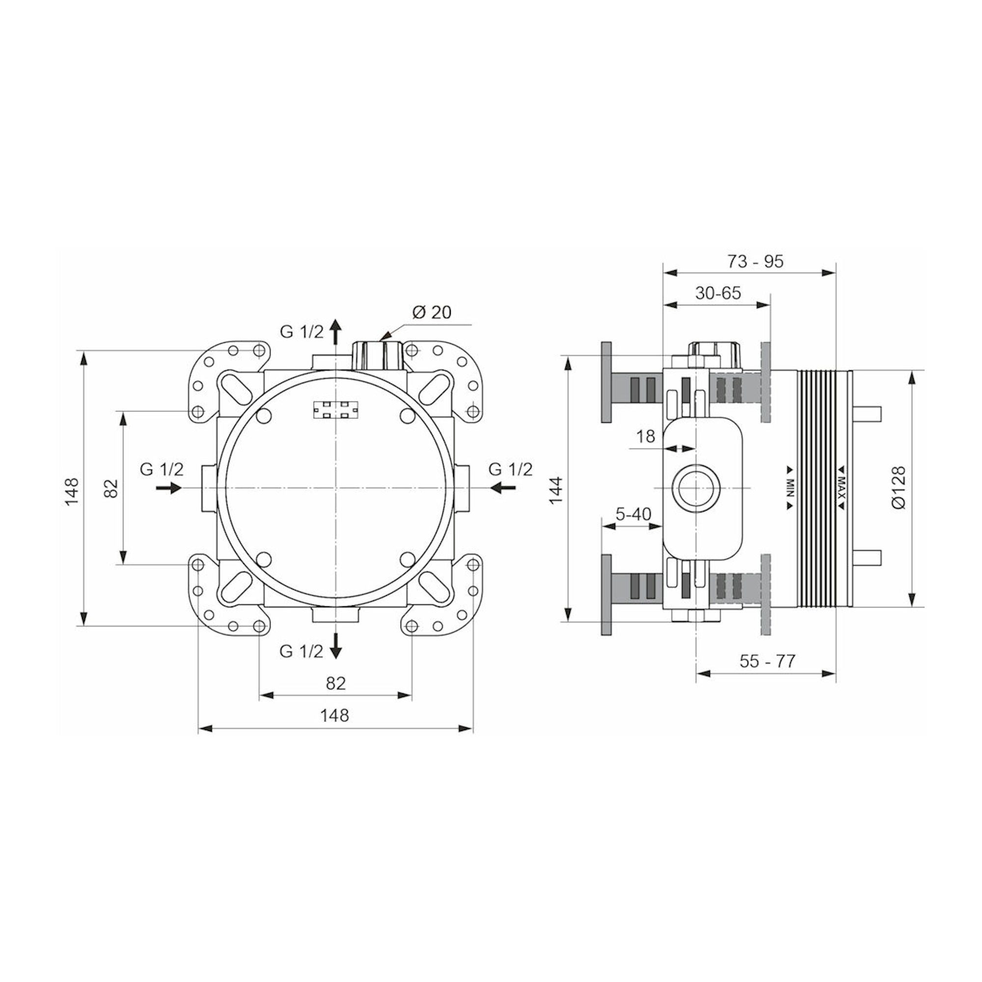 Ideal Standard Badarmatur IS UP-Bausatz 1 EASY-Box, für Einhebelmischer und Thermostate A1000NU