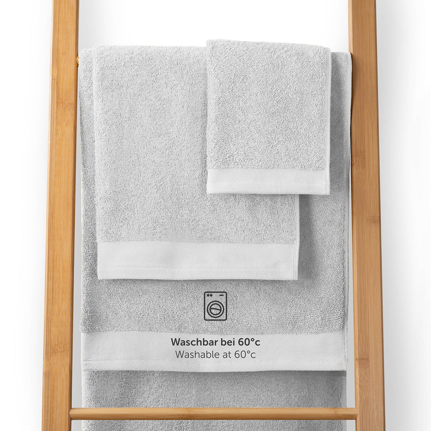 Baumwolle Bordüre Aufhängeschlaufe, 15x20 Waschlappen weich - Set (Set, 100% modischer Weiß Blumtal 10er und Frottee 10tlg), und cm Waschhandschuh praktischer mit saugstark