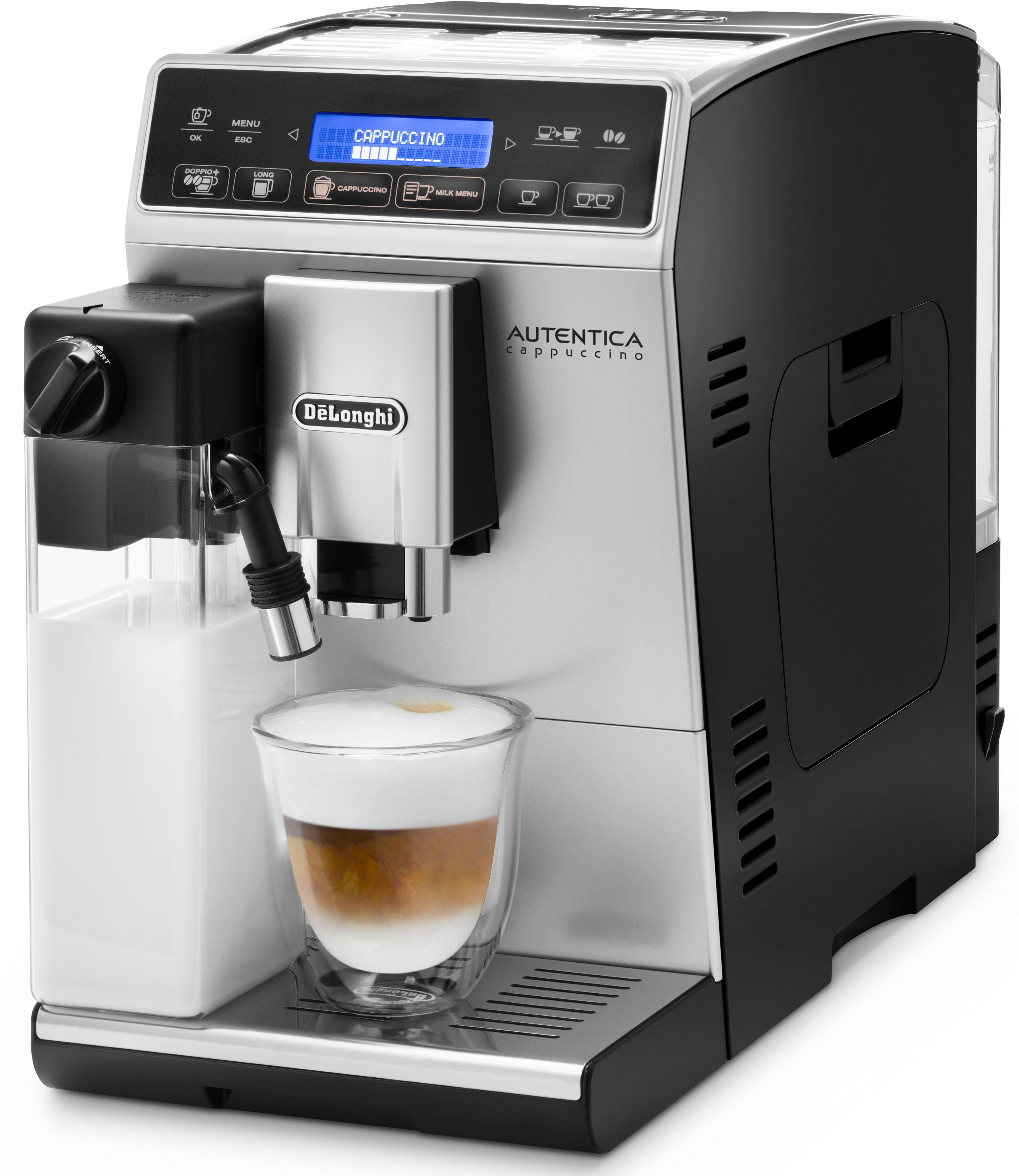 De'Longhi Kaffeevollautomat Autentica Cappuccino ETAM29.660.SB - Superkompakt - nur 19,5 cm breit, LatteCremaMilchsystem, Kegelmahlwerk 13-stufig, automatische Reinigung