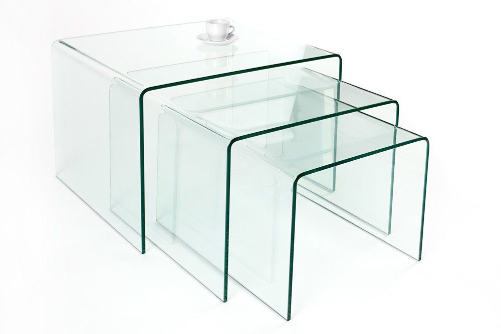 riess-ambiente Couchtisch FANTOME 60cm transparent (Set, 3-St), Wohnzimmer · Glas · eckig · Modern Design