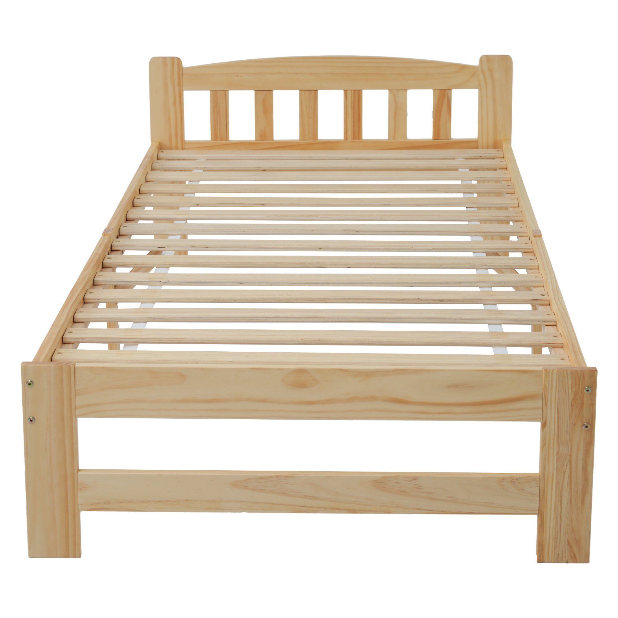 Holzbett Einzelbett mit Lattenroste Jugendbett Massivholzbett Natur Futonbett