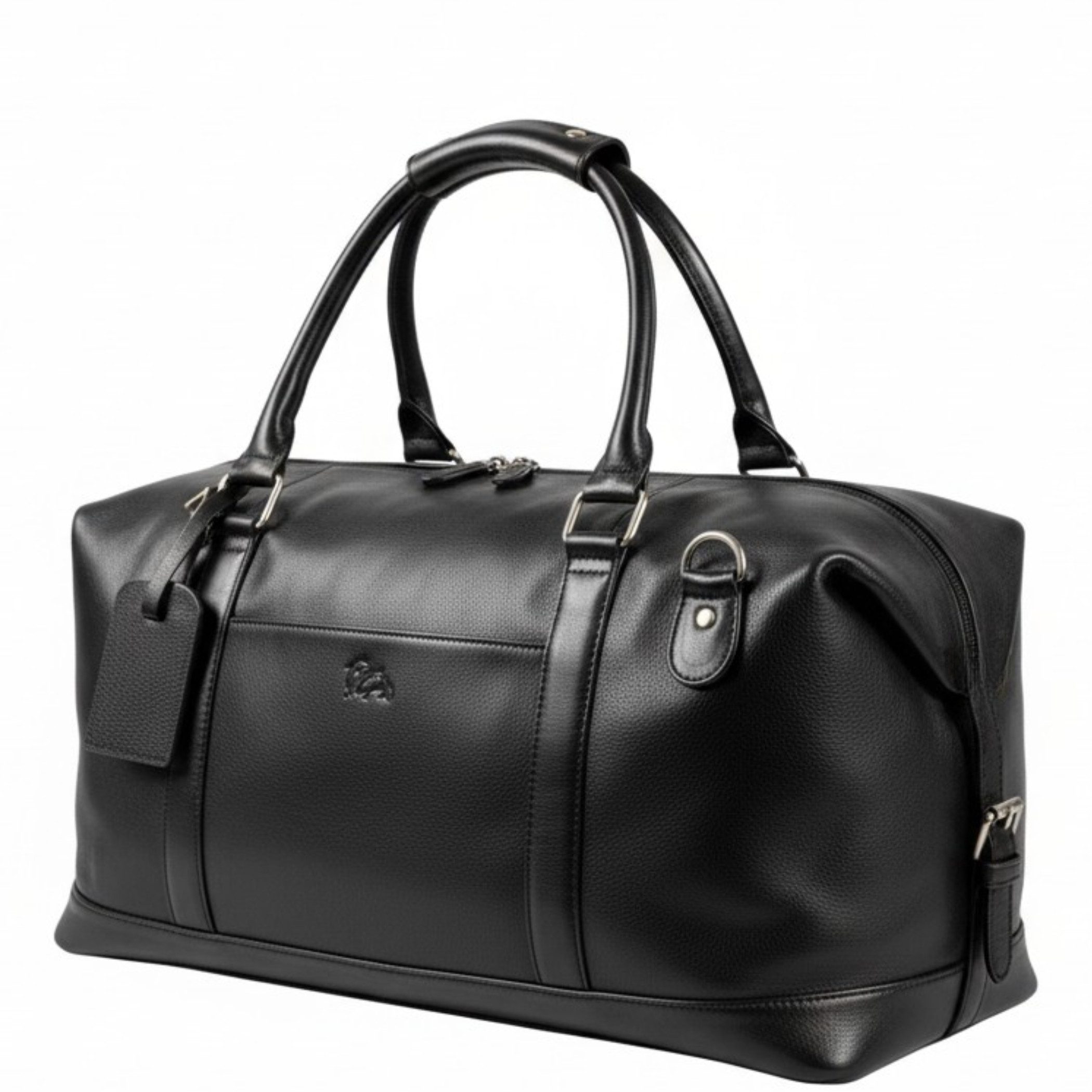 Ella Eisvogel Weekender Premium Nappaleder Reisetasche Schwarz - mit Schulterriemen, Feinstes Rind-Nappaleder, Echtleder, Sporttasche, Leder Weekender