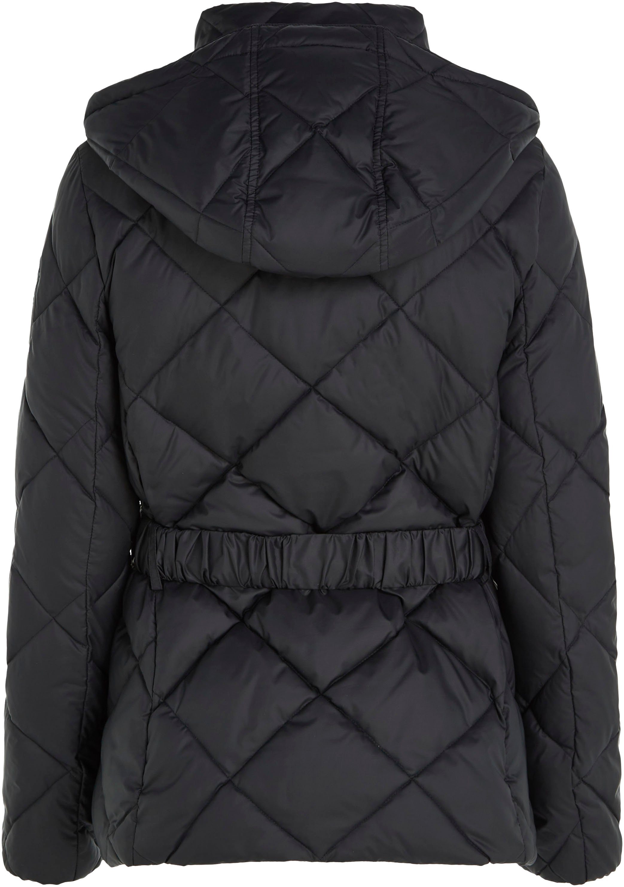 Tommy Hilfiger Steppjacke JACKET Logostickerei QUILTED BELTED ELEVATED mit