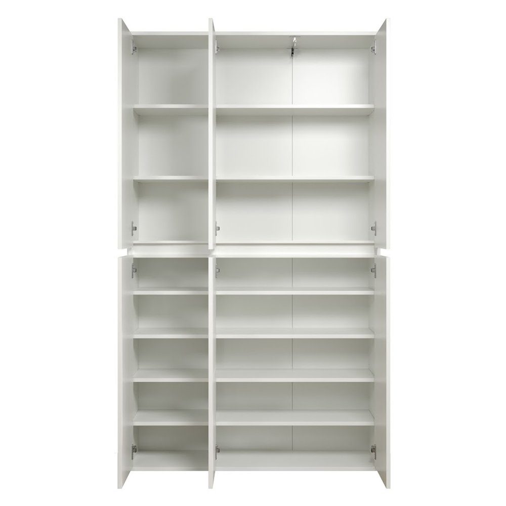 trendteam Garderobenschrank Nevada Weiß Melamin Hochschrank Standschrank Mehrzweckschrank Ablagefläche 111x 191x 34 cm